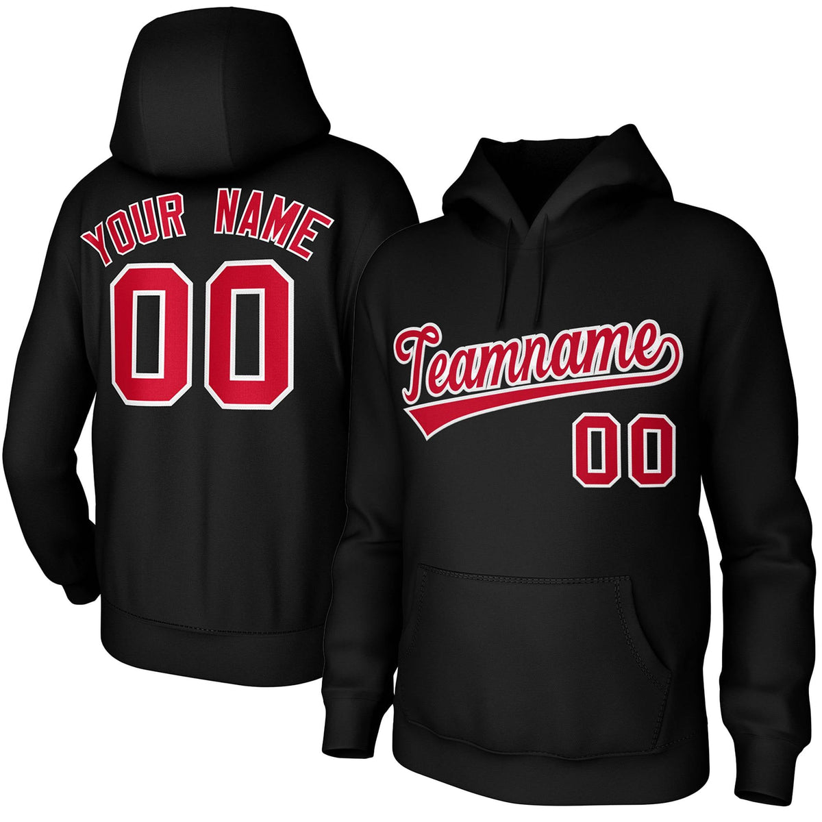 Custom Black Red-White Classic Style Sports Uniform Pullover Hoodie| KXKSHOP