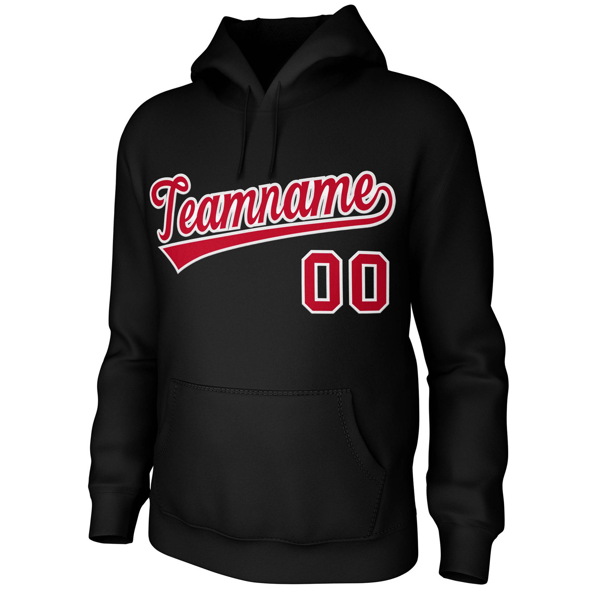 Custom Black Red-White Classic Style Sports Uniform Pullover Hoodie| KXKSHOP