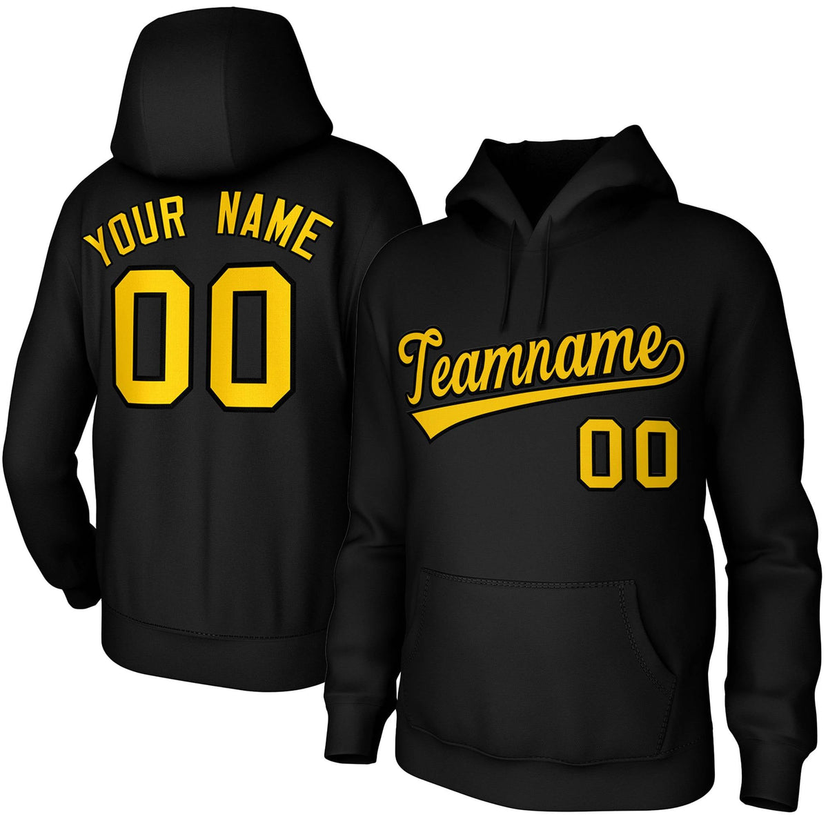 Custom Black Yellow-Black Classic Style Sports Uniform Pullover Hoodie| KXKSHOP