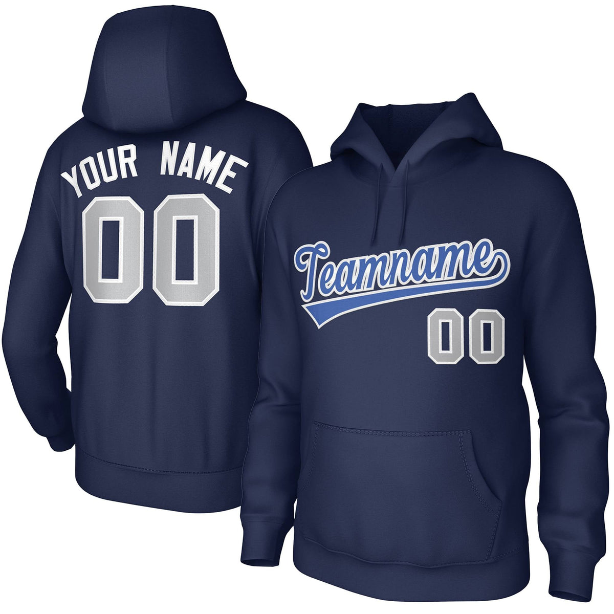 Custom Navy Light-Blue-White Classic Style Sports Uniform Pullover Hoodie| KXKSHOP