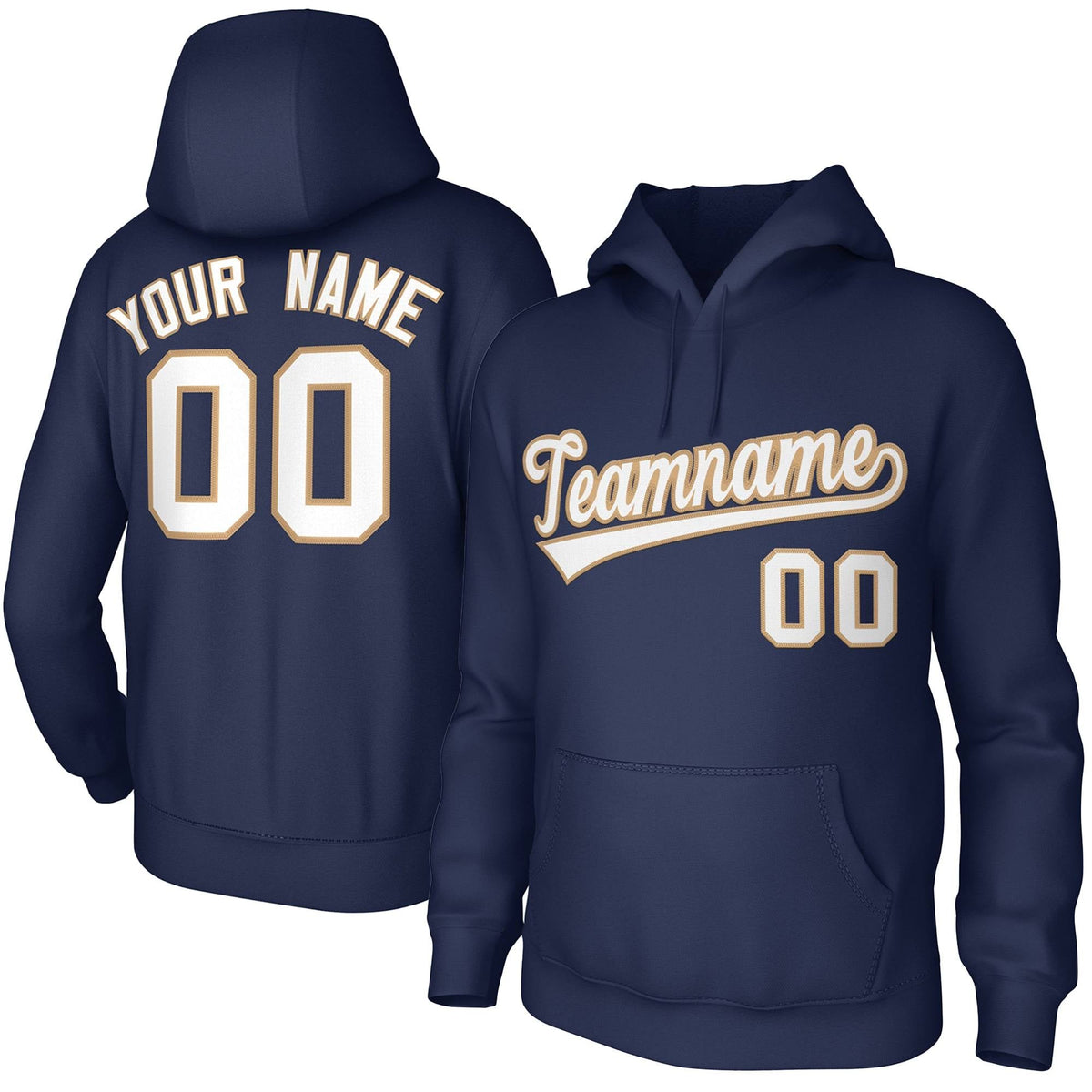 Custom Navy White Gold Classic Style Sports Uniform Pullover Hoodie| KXKSHOP