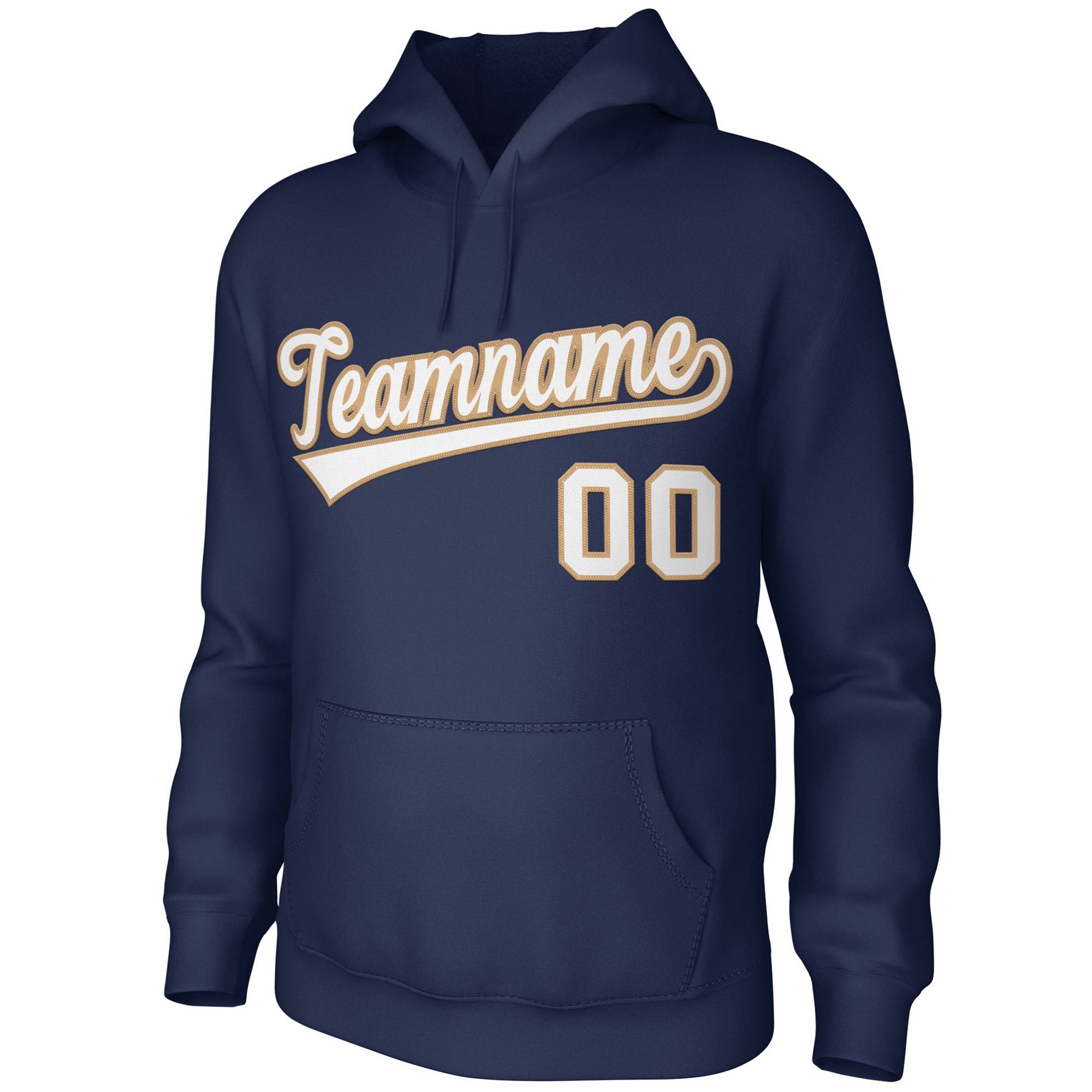 Custom Navy White Gold Classic Style Sports Uniform Pullover Hoodie| KXKSHOP