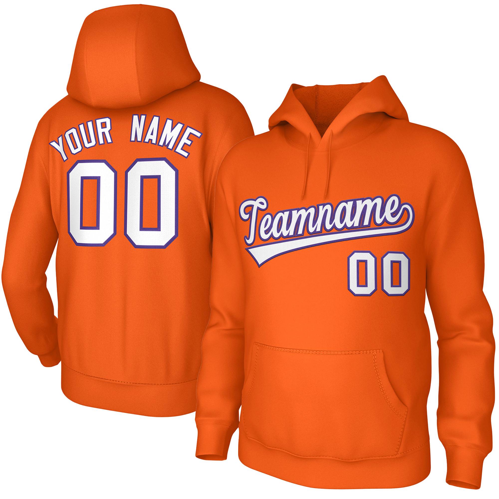 Custom Orange White-Purple Classic Style Sports Uniform Pullover Hoodie| KXKSHOP