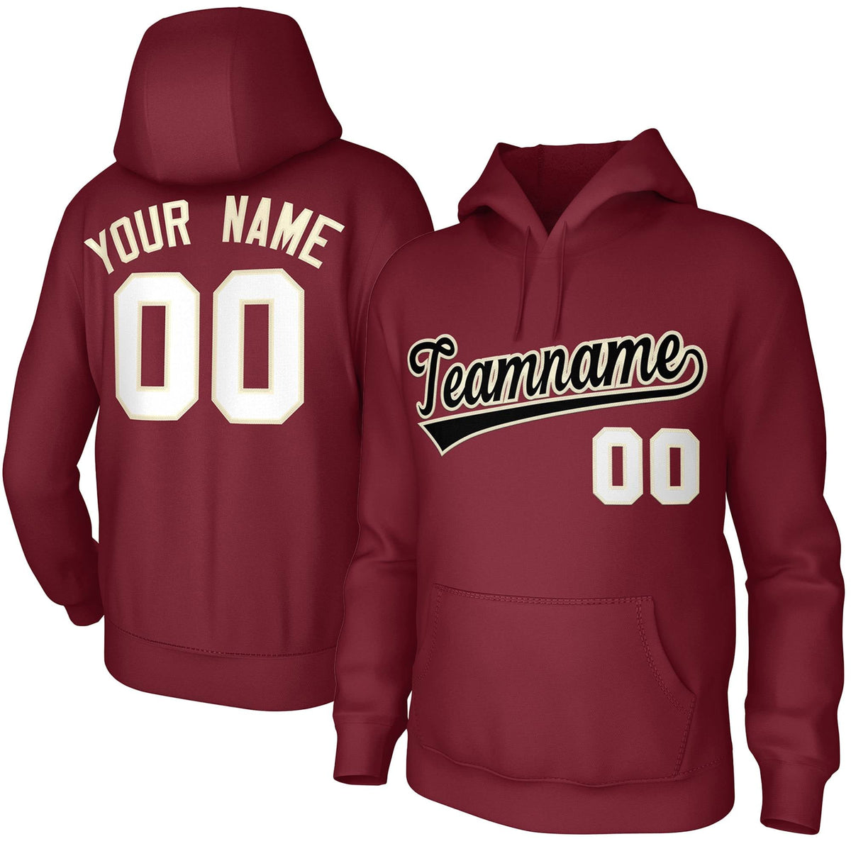 Custom Cardinal Black-Cream Classic Style Sports Uniform Pullover Hoodie| KXKSHOP