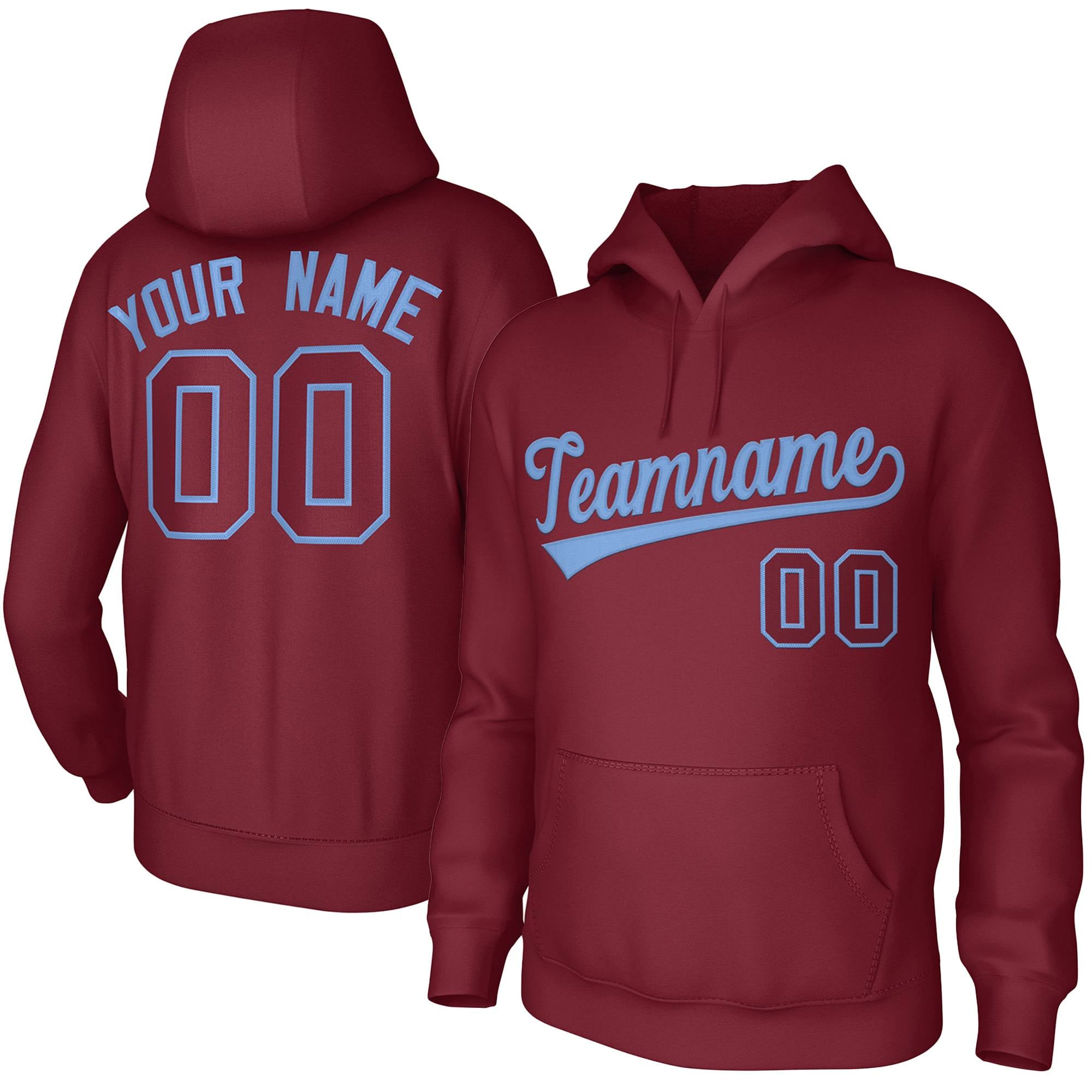 Custom Cardinal Light Blue Classic Style Sports Uniform Pullover Hoodie| KXKSHOP