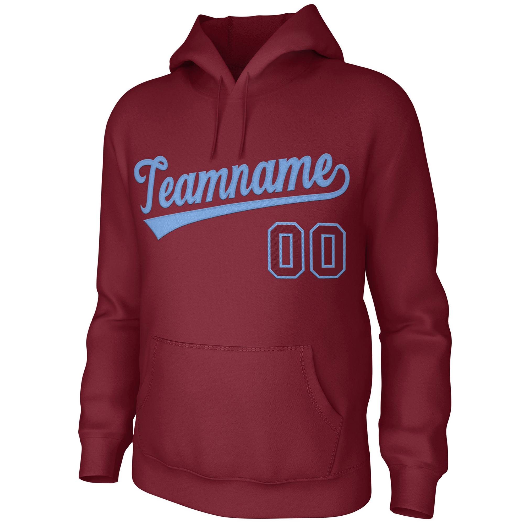 Custom Cardinal Light Blue Classic Style Sports Uniform Pullover Hoodie| KXKSHOP