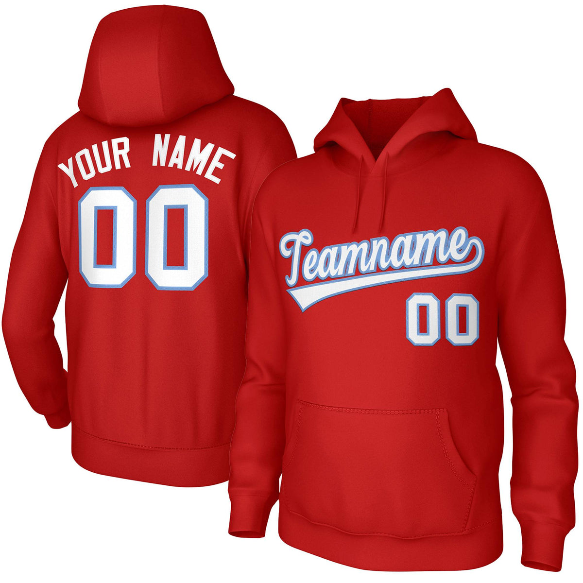 Custom Red White-Light Blue Classic Style Sports Uniform Pullover Hoodie| KXKSHOP