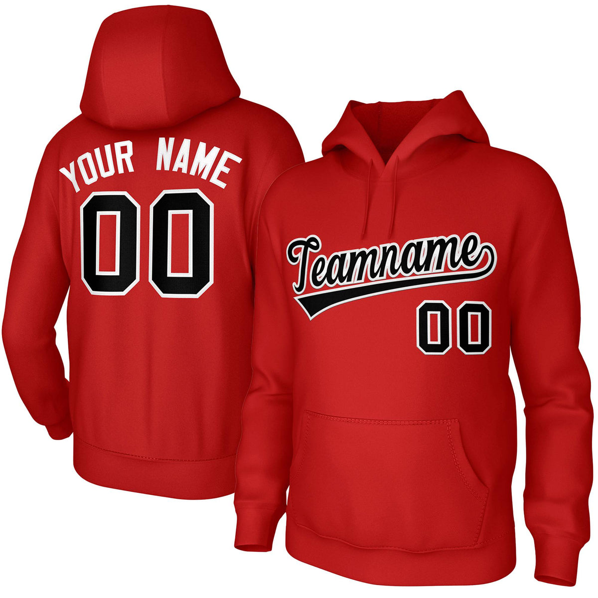 Custom Red Black-White Classic Style Sports Uniform Pullover Hoodie| KXKSHOP