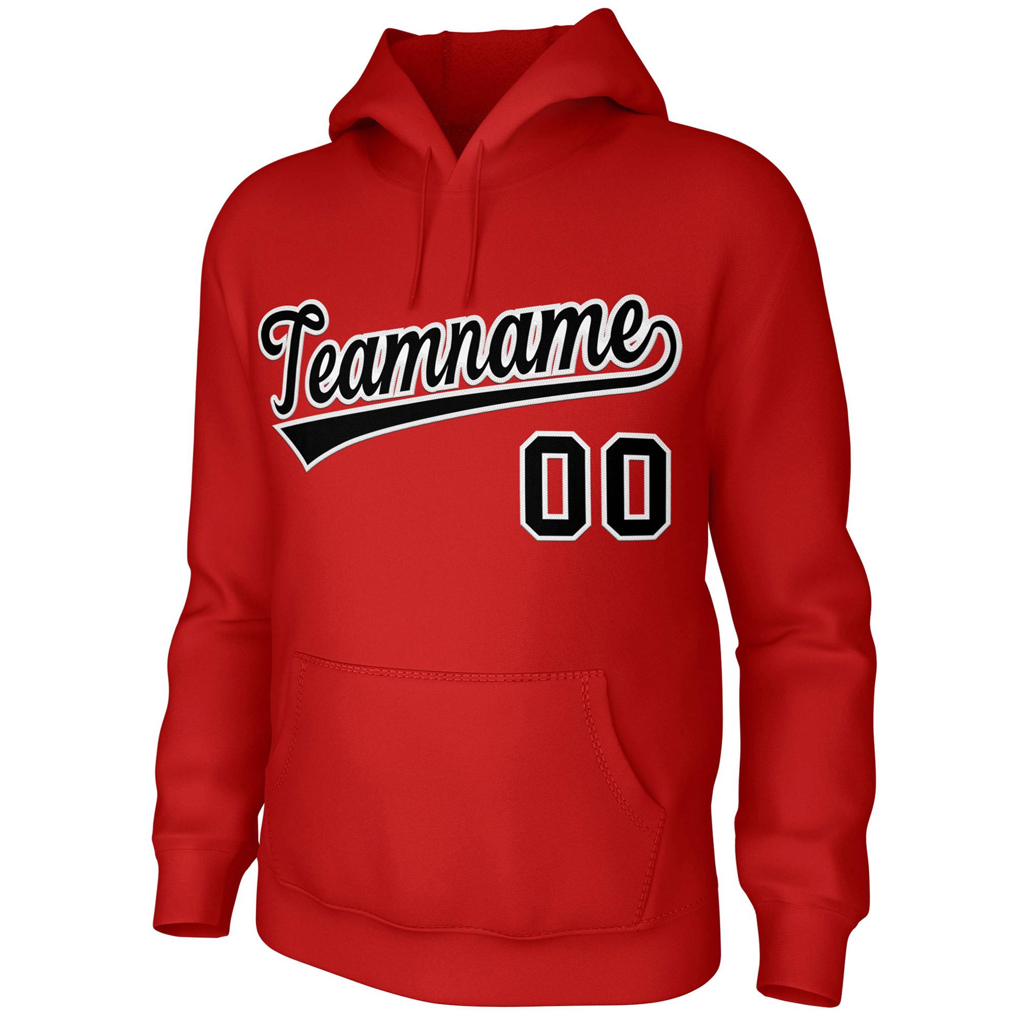 Custom Red Black-White Classic Style Sports Uniform Pullover Hoodie| KXKSHOP