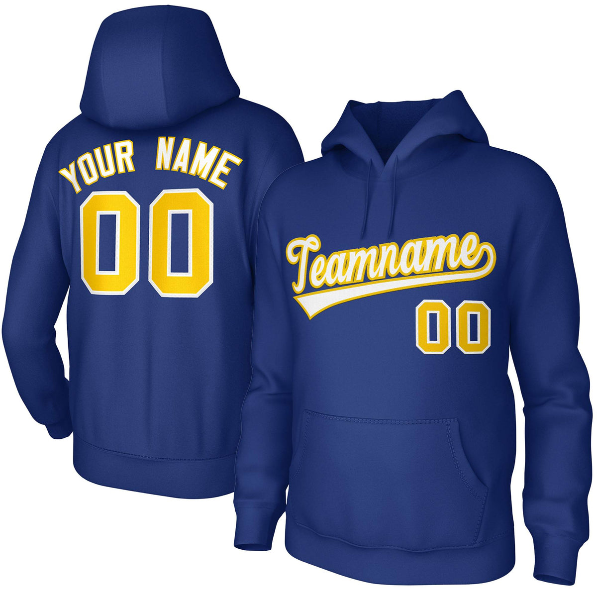 Custom Royal White-Yellow Classic Style Sports Uniform Pullover Hoodie| KXKSHOP