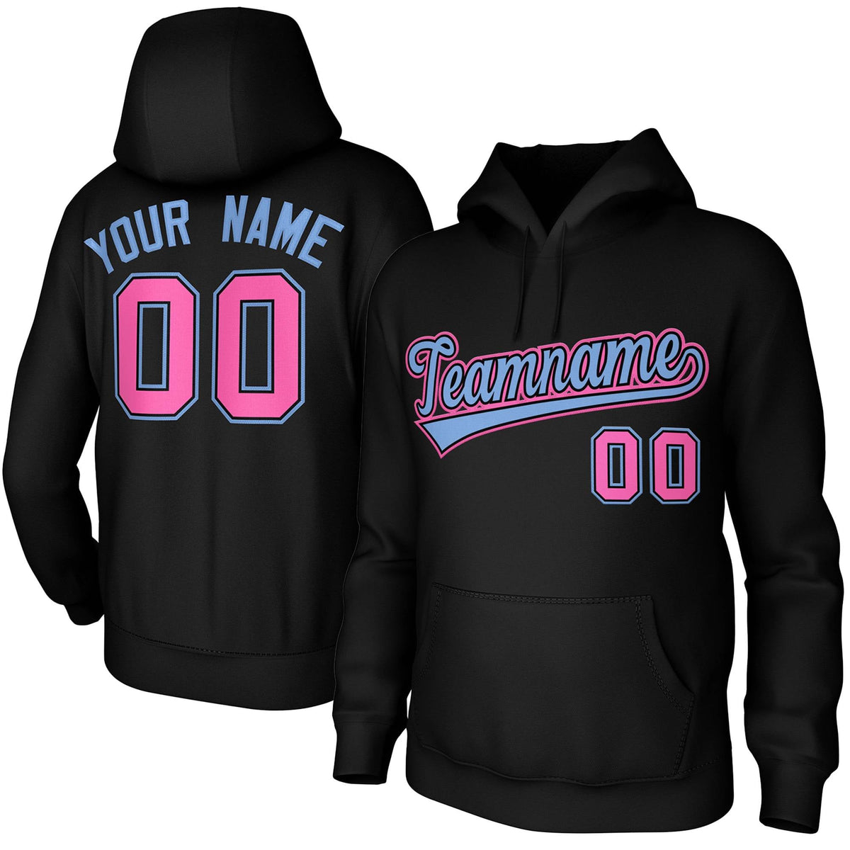 Custom Black-Light Blue-Pink Classic Style Sports Uniform Pullover Hoodie| KXKSHOP
