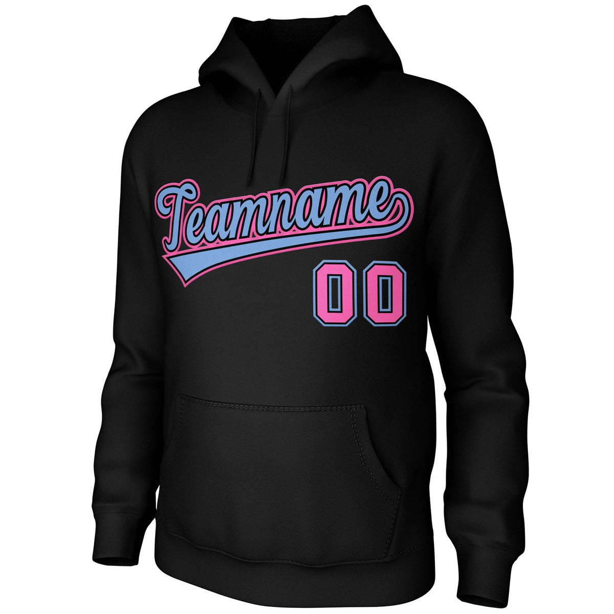 Custom Black-Light Blue-Pink Classic Style Sports Uniform Pullover Hoodie| KXKSHOP