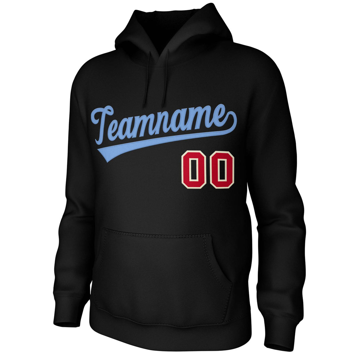 Custom Black-Light Blue Classic Style Sports Uniform Pullover Hoodie| KXKSHOP