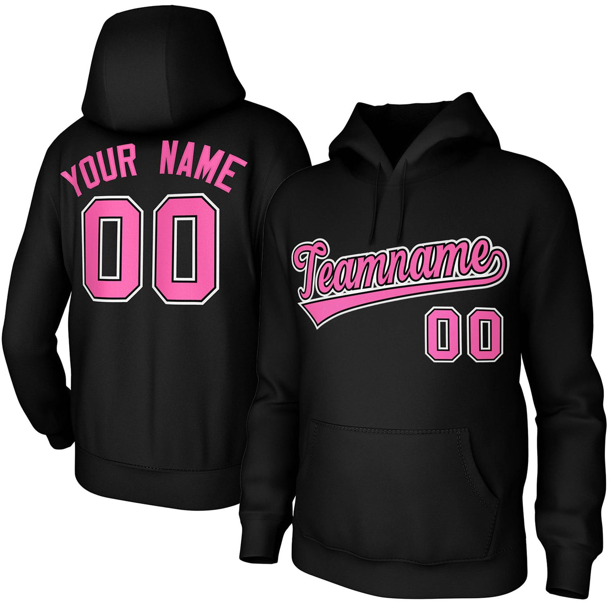 Custom Black Pink-Black-White Classic Style Sports Uniform Pullover Hoodie| KXKSHOP