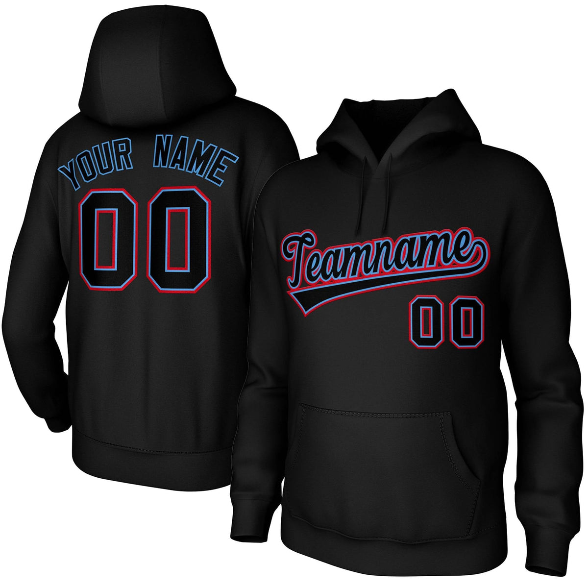 Custom Black Light Blue-Red Classic Style Sports Uniform Pullover Hoodie| KXKSHOP