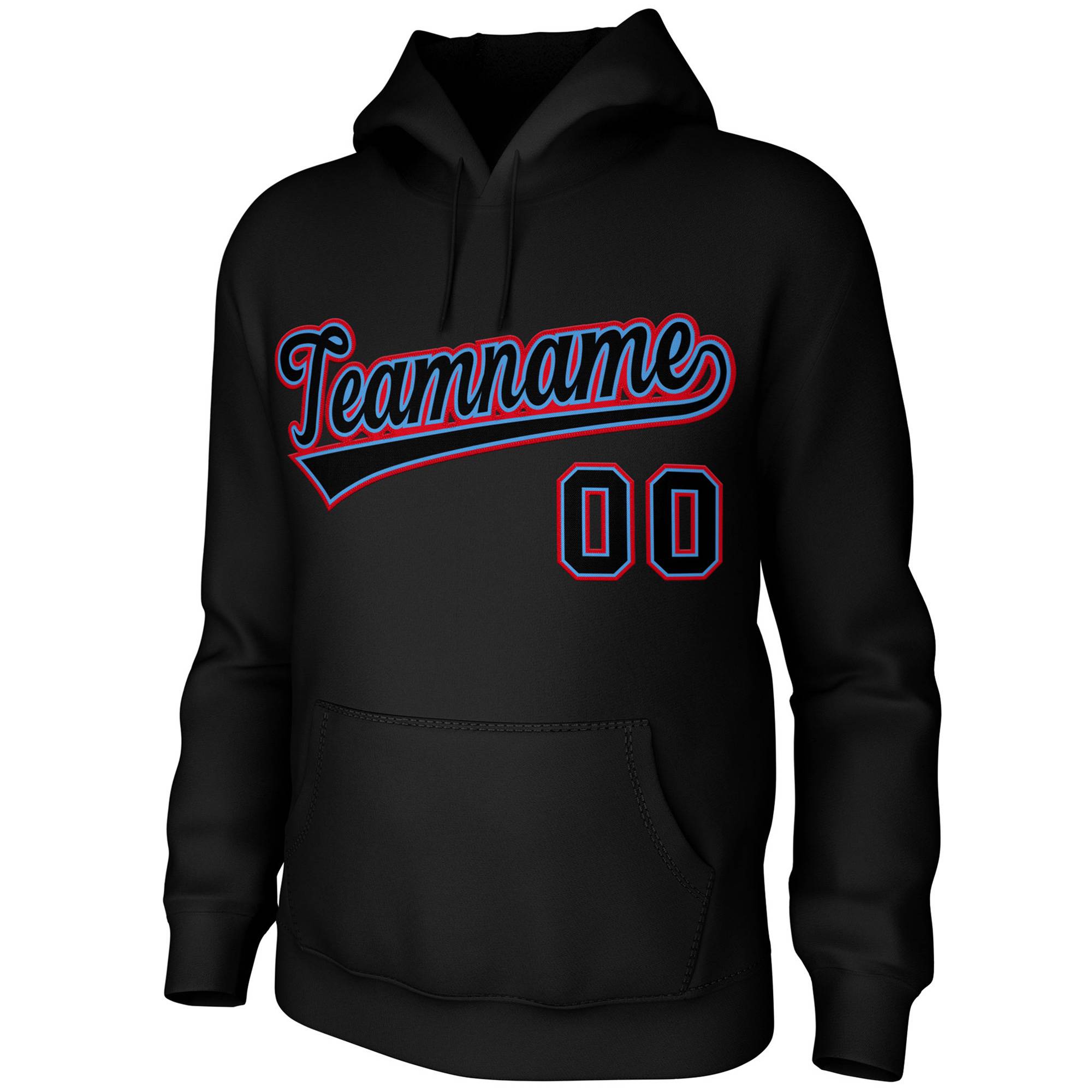 Custom Black Light Blue-Red Classic Style Sports Uniform Pullover Hoodie| KXKSHOP