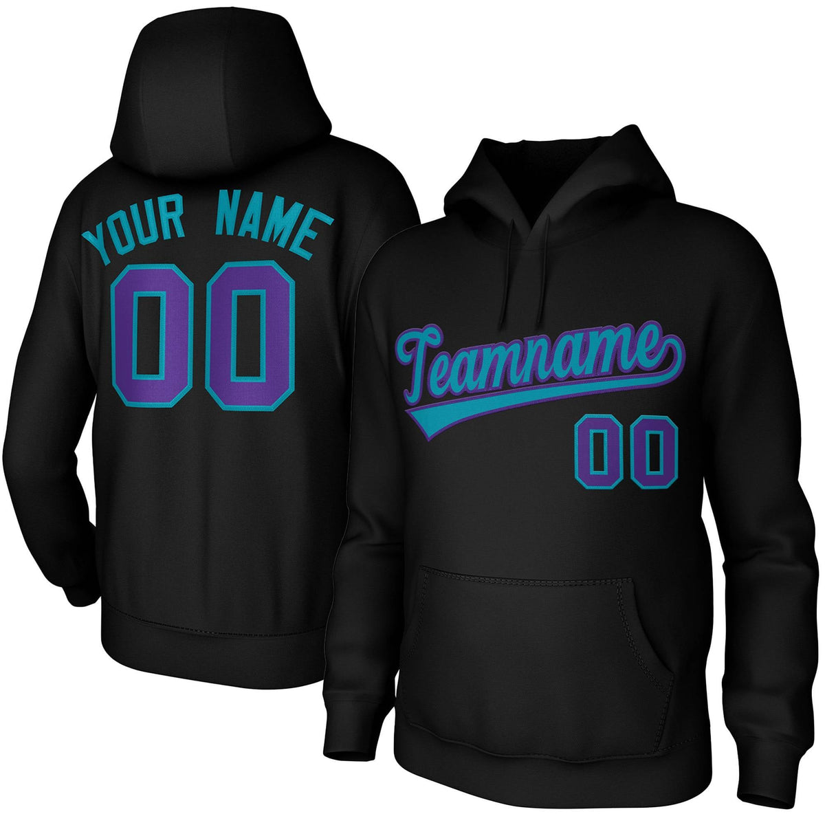 Custom Black Green-Purple Classic Style Sports Uniform Pullover Hoodie| KXKSHOP