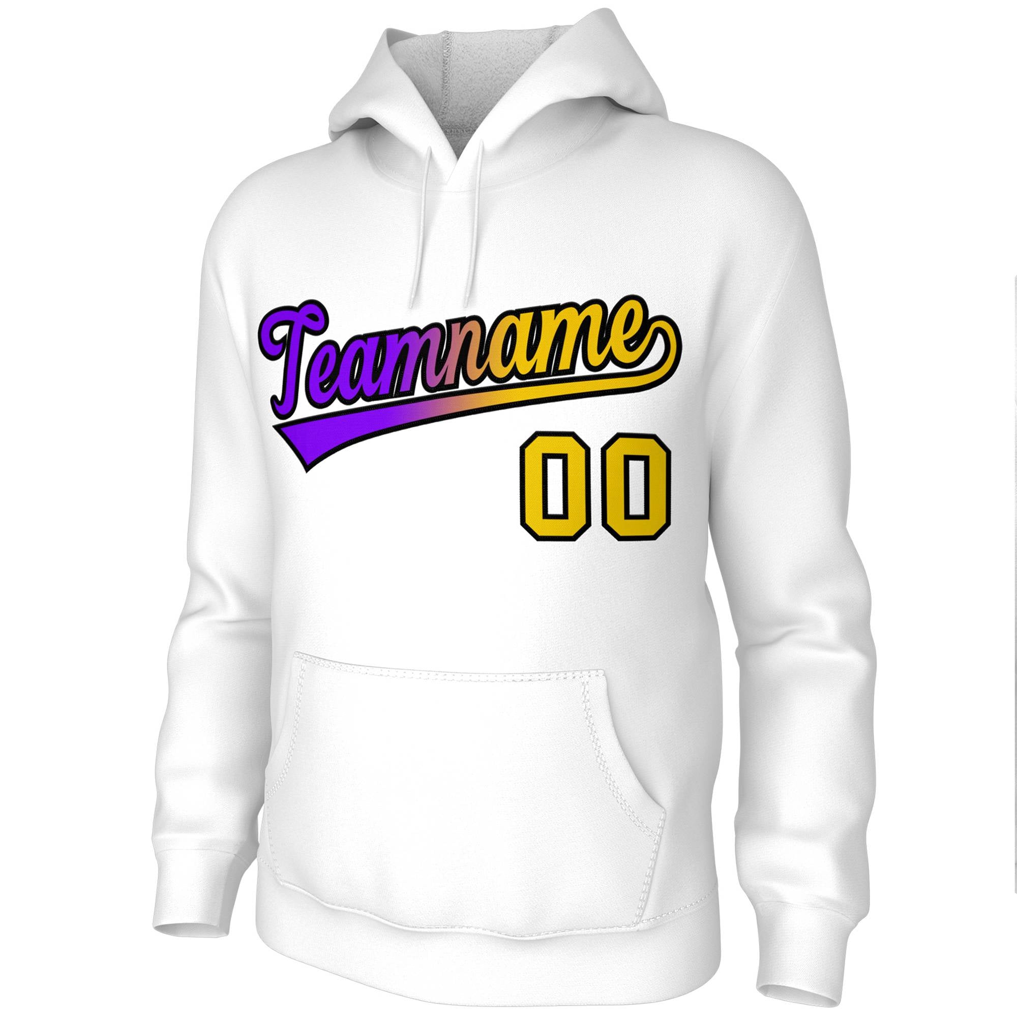 Custom Stitched White Purple-Black Gradient Fashion Pullover Sweatshirt Hoodie| KXKSHOP