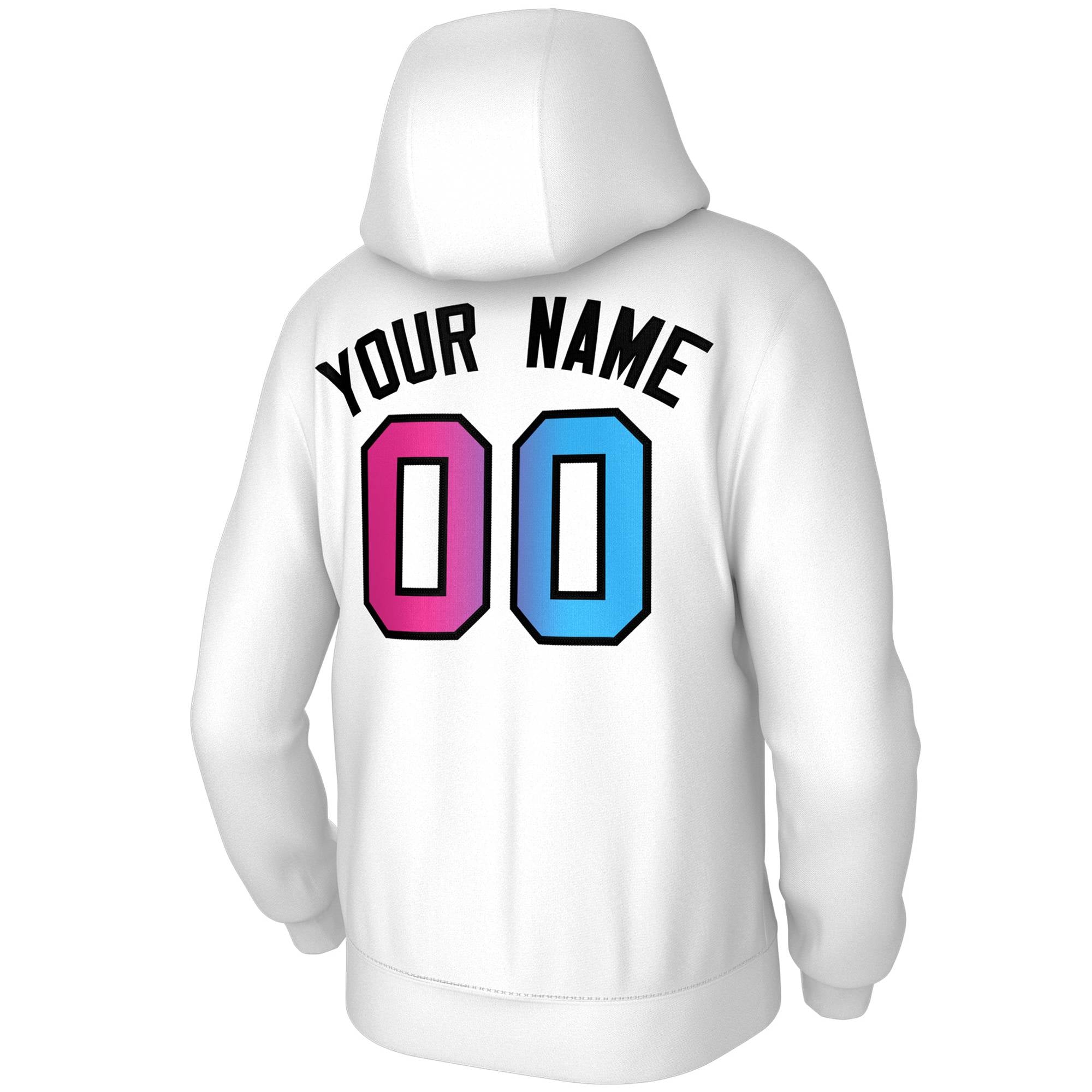 Custom Stitched White Pink-Black Gradient Fashion Sports Pullover Sweatshirt Hoodie| KXKSHOP