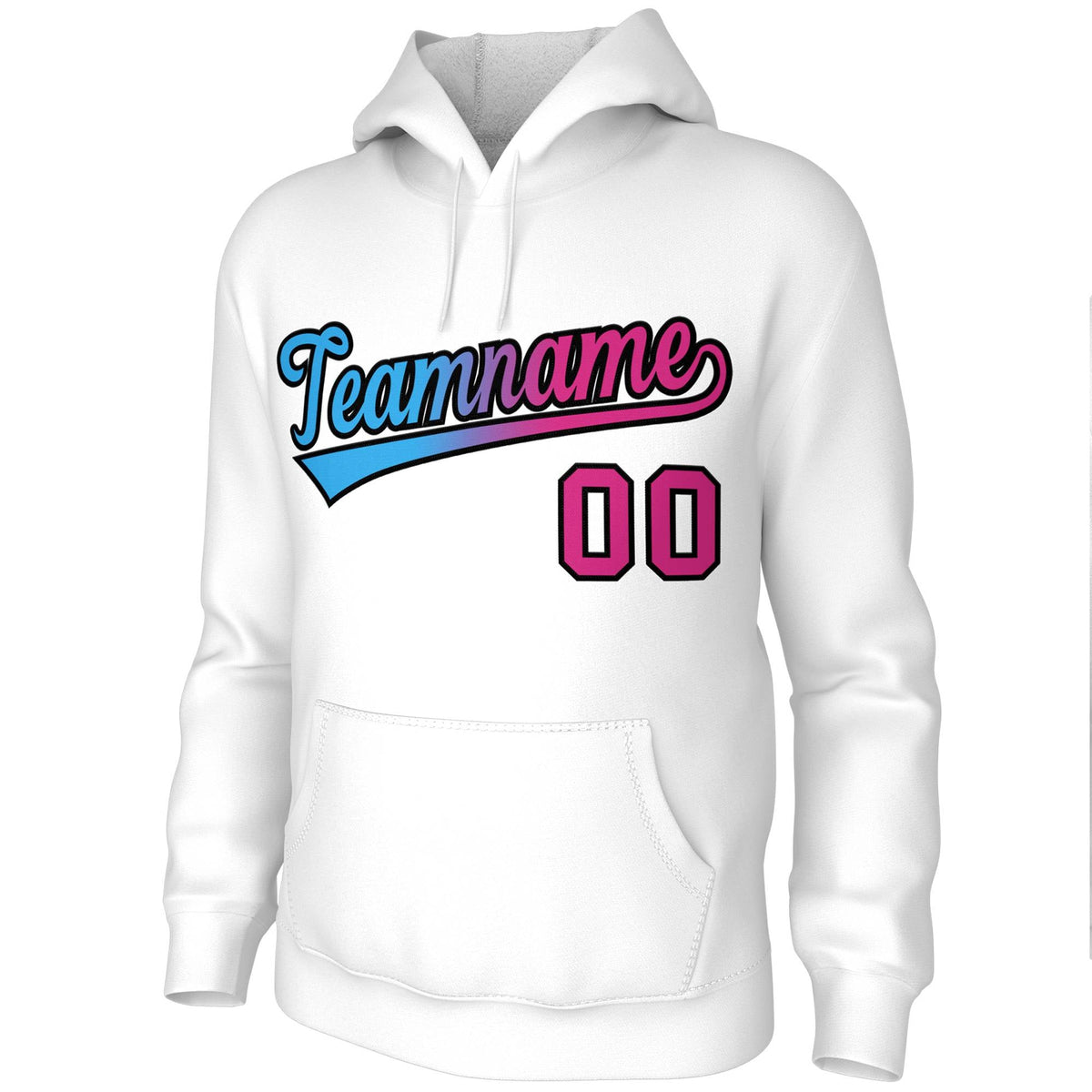 Custom Stitched White Pink-Black Gradient Fashion Sports Pullover Sweatshirt Hoodie| KXKSHOP