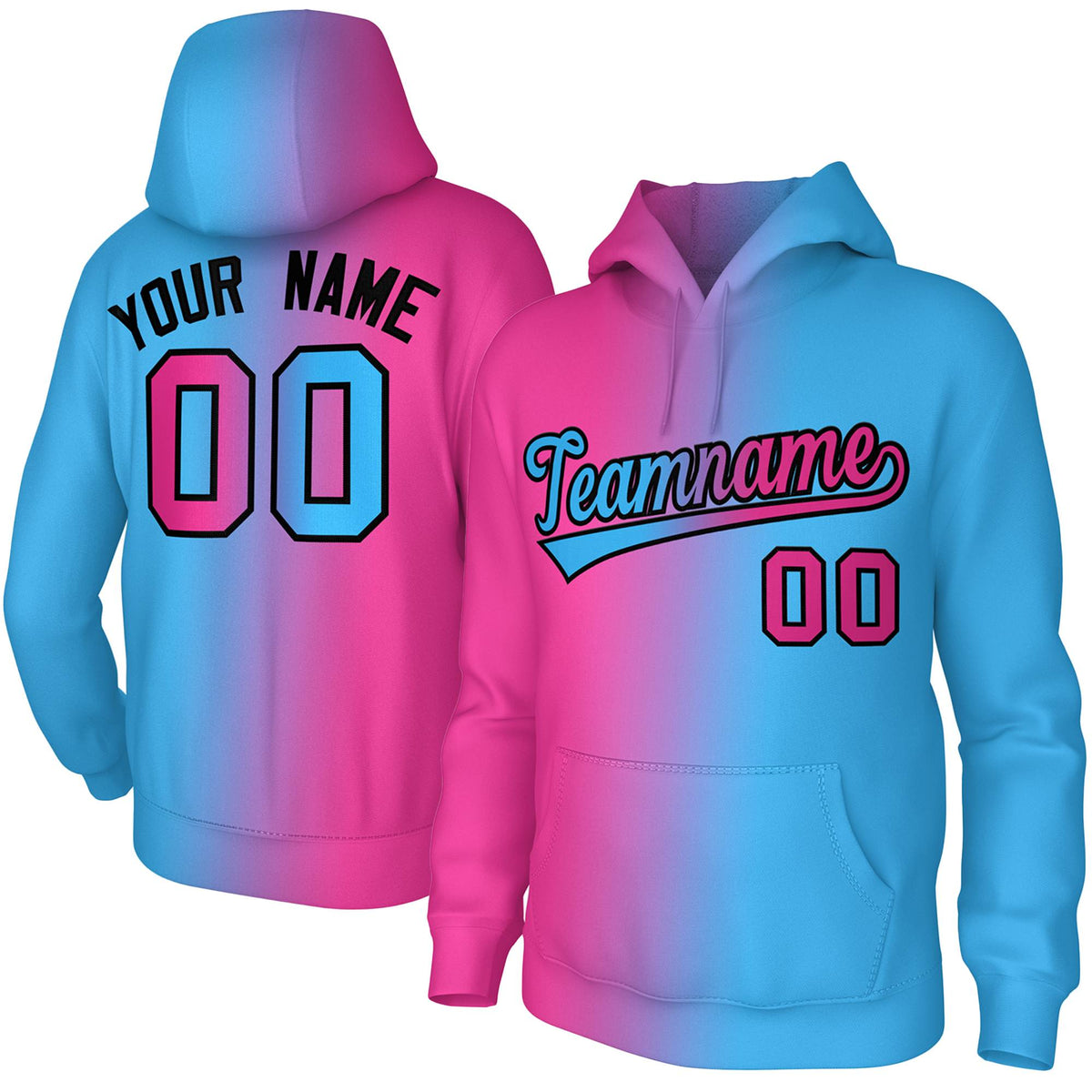 Custom Stitched Pink Gradient Fashion Sports Pullover Sweatshirt Hoodie| KXKSHOP