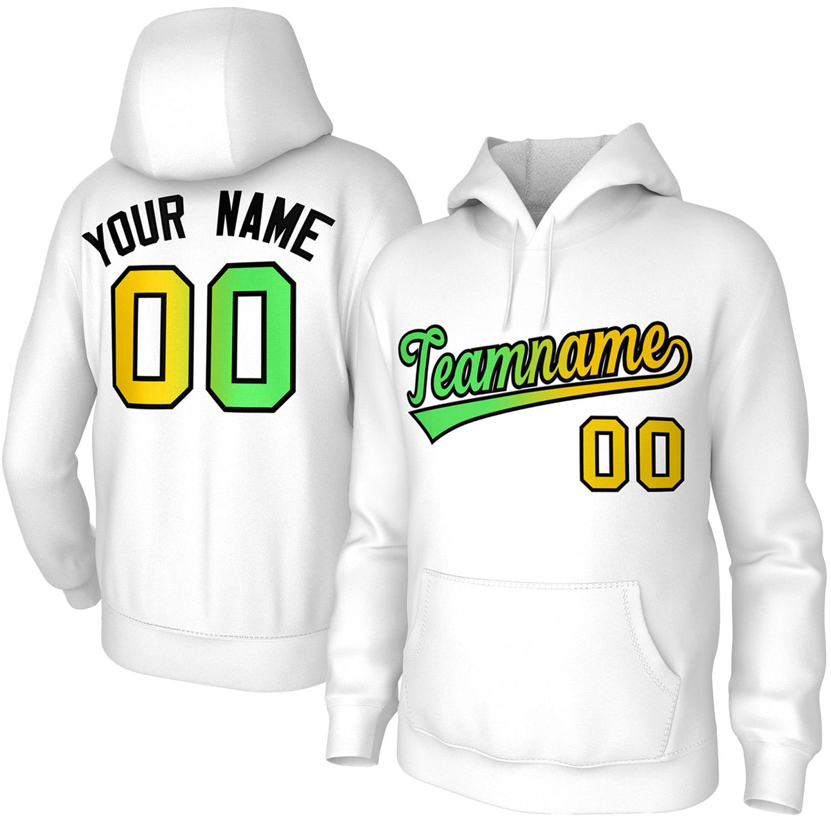 Custom Stitched White Gradient Fashion Sports Pullover Sweatshirt Hoodie| KXKSHOP