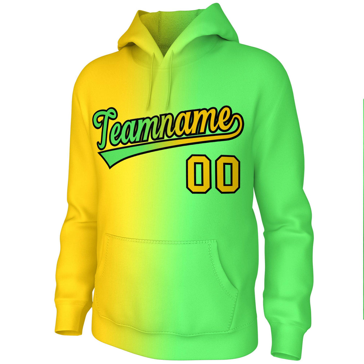 Custom Stitched Neon Green Gradient Fashion Sports Pullover Sweatshirt Hoodie| KXKSHOP