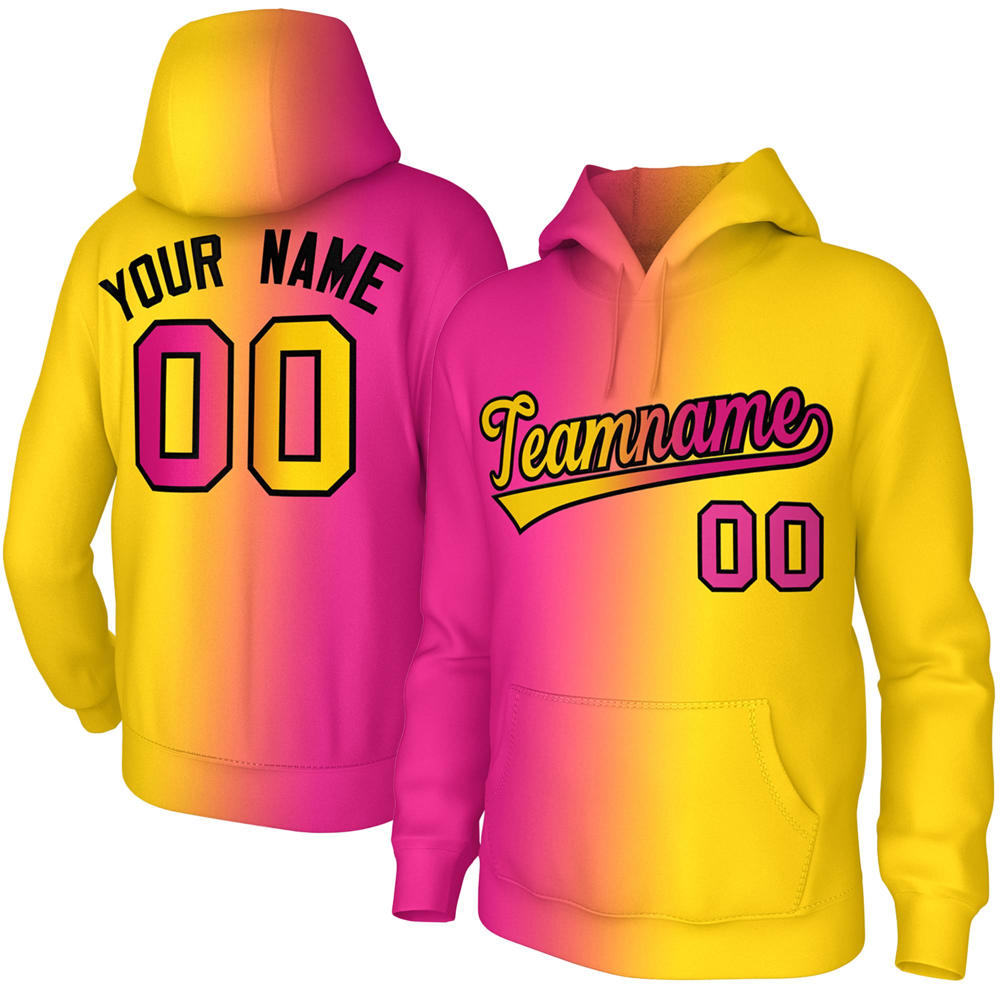 Custom Stitched Gold Pink Gradient Fashion Sports Pullover Sweatshirt Hoodie| KXKSHOP