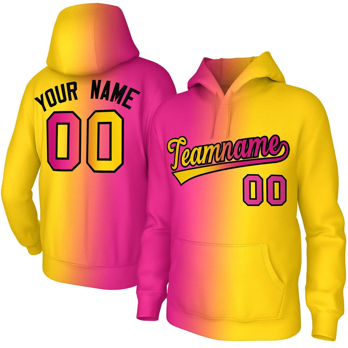 Custom Personalized Pullover Hoodie Gradient Fashion with Stitched Name for Men and Youth| KXKSHOP