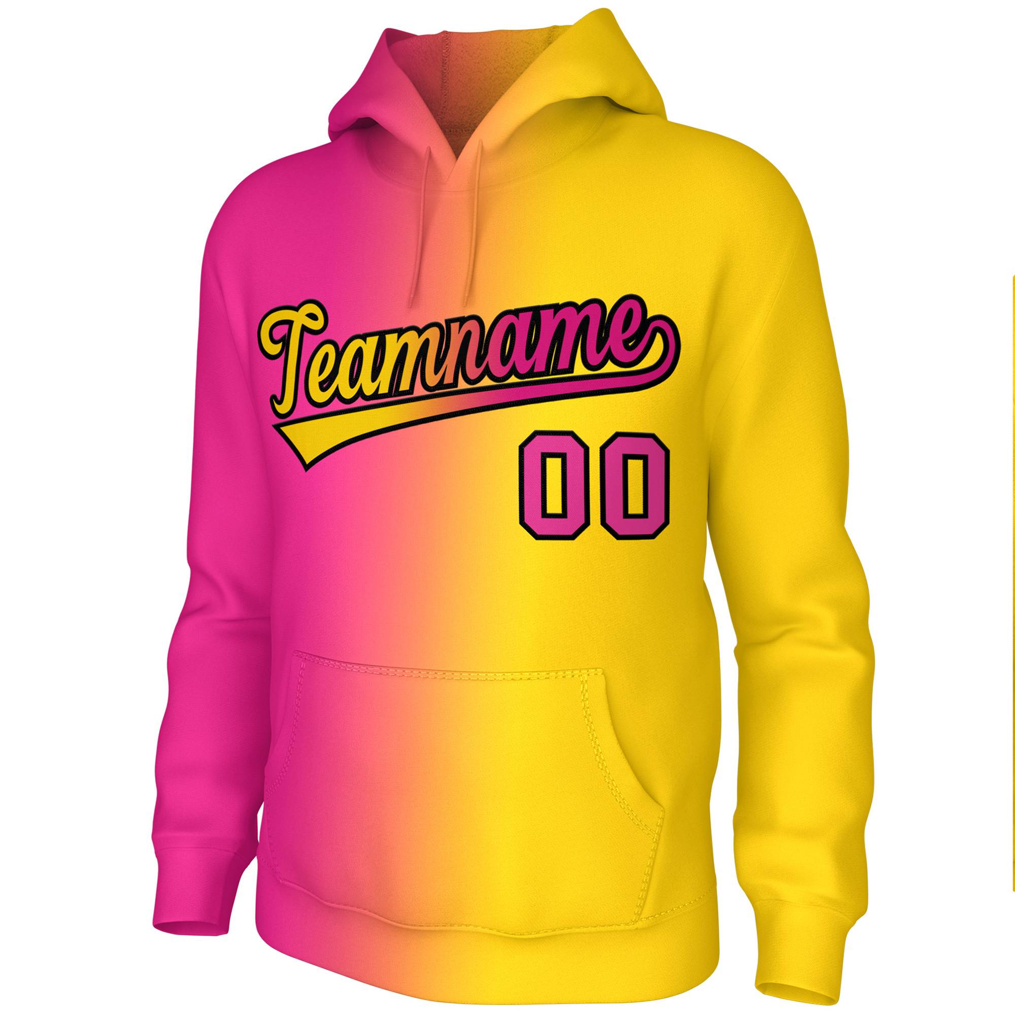 Custom Stitched Gold Pink Gradient Fashion Sports Pullover Sweatshirt Hoodie| KXKSHOP