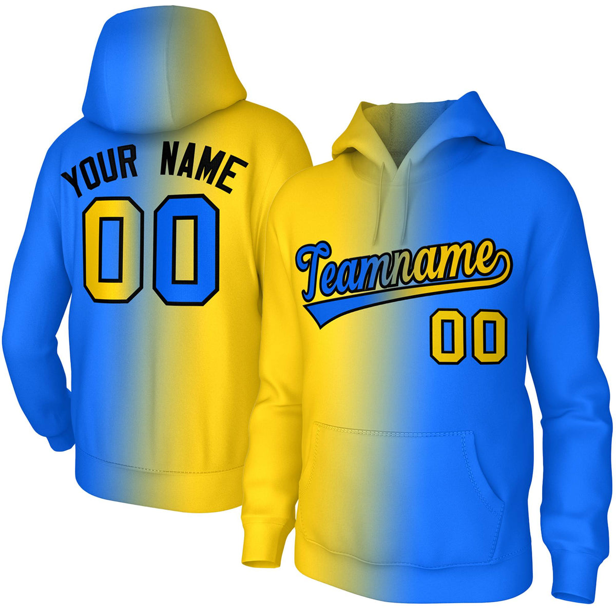 Custom Personalized Pullover Hoodie Gradient Fashion with Stitched Name for Men and Youth| KXKSHOP