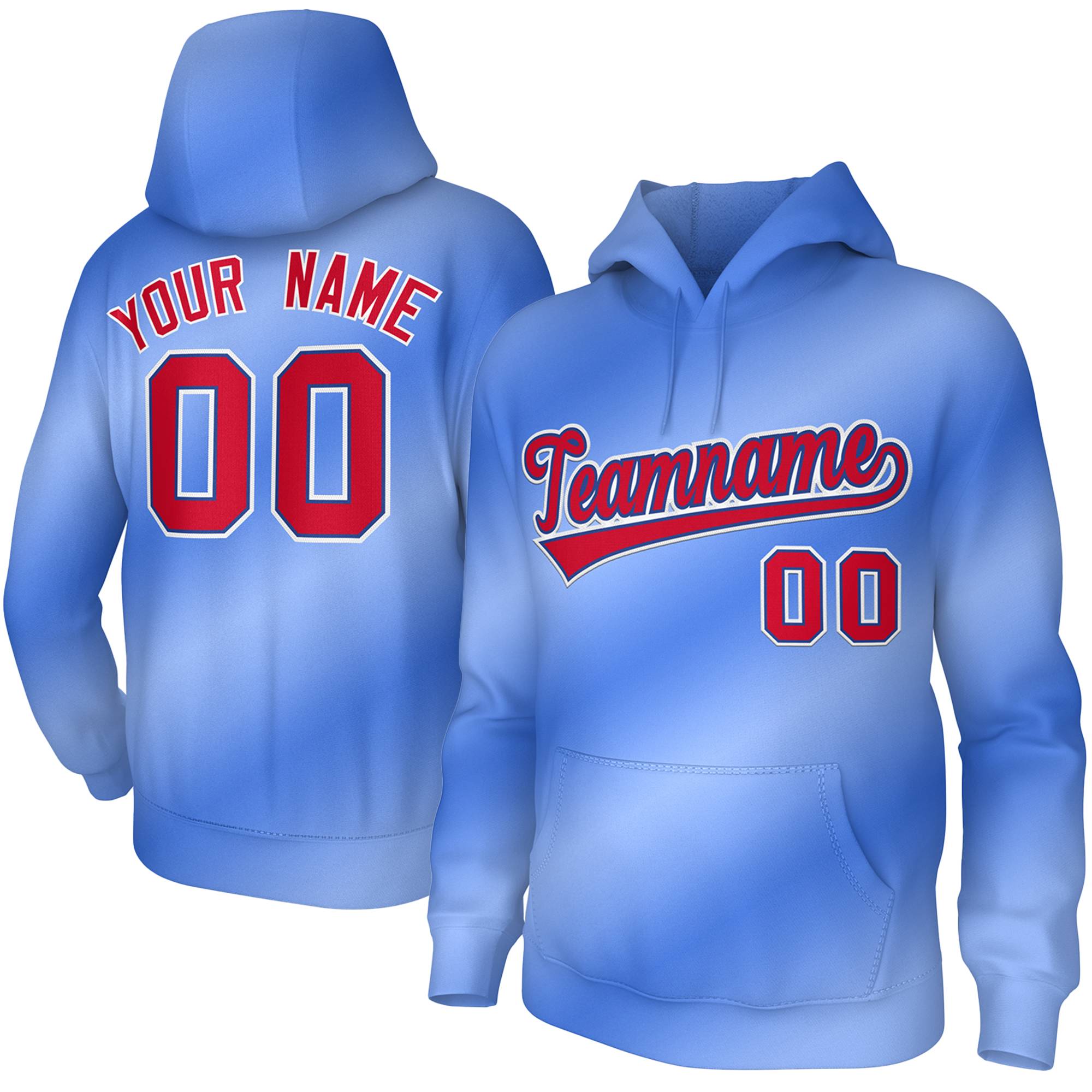 Custom Stitched Light Blue Gradient Fashion Sports Pullover Sweatshirt Hoodie| KXKSHOP