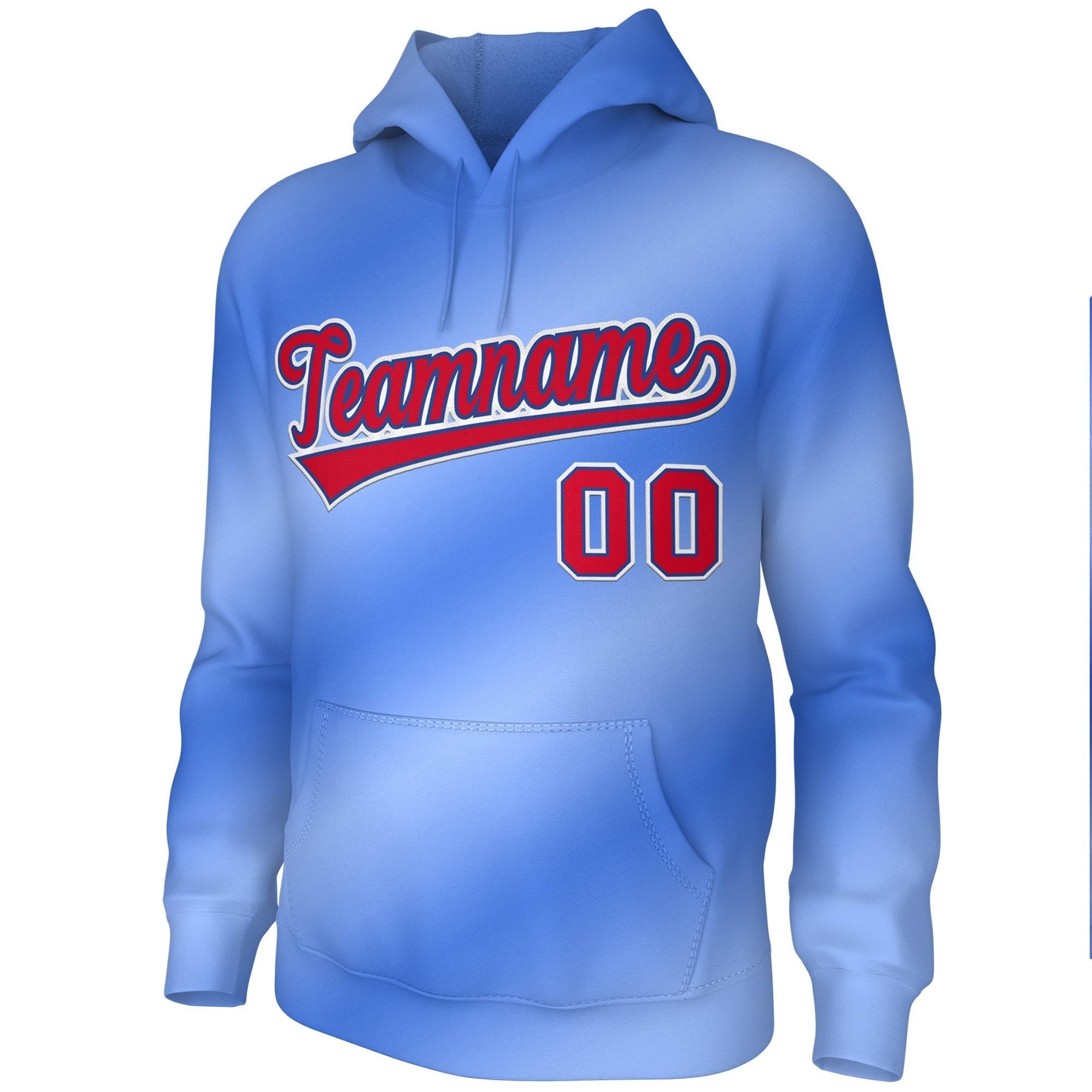 Custom Stitched Light Blue Gradient Fashion Sports Pullover Sweatshirt Hoodie| KXKSHOP