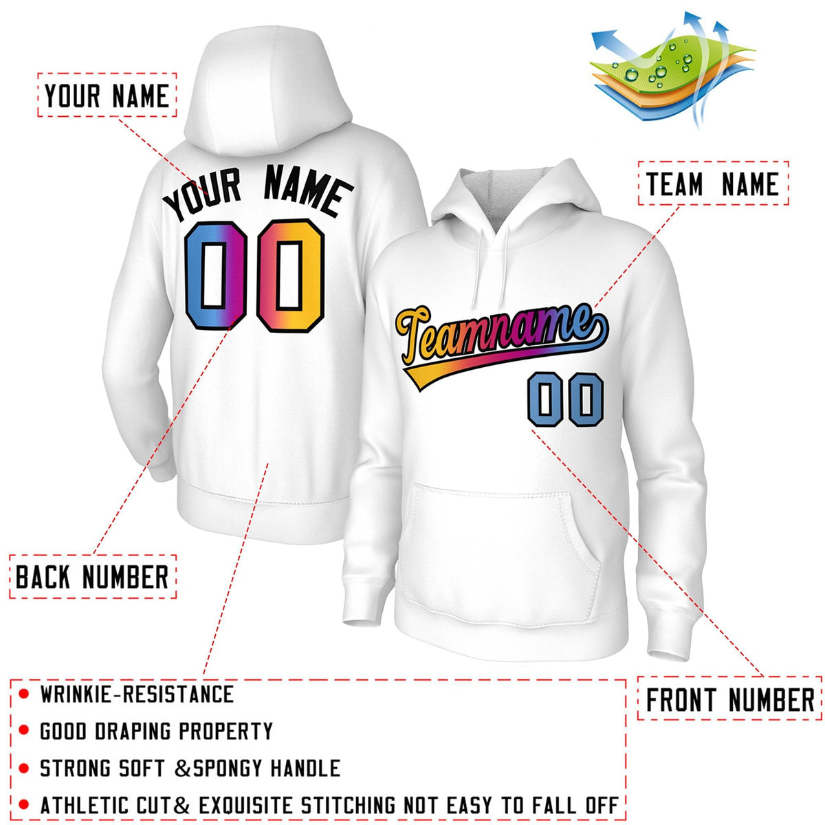 Custom Gradient Fashion Athletic Pullover Hoodie Team Sweatshirt| KXKSHOP