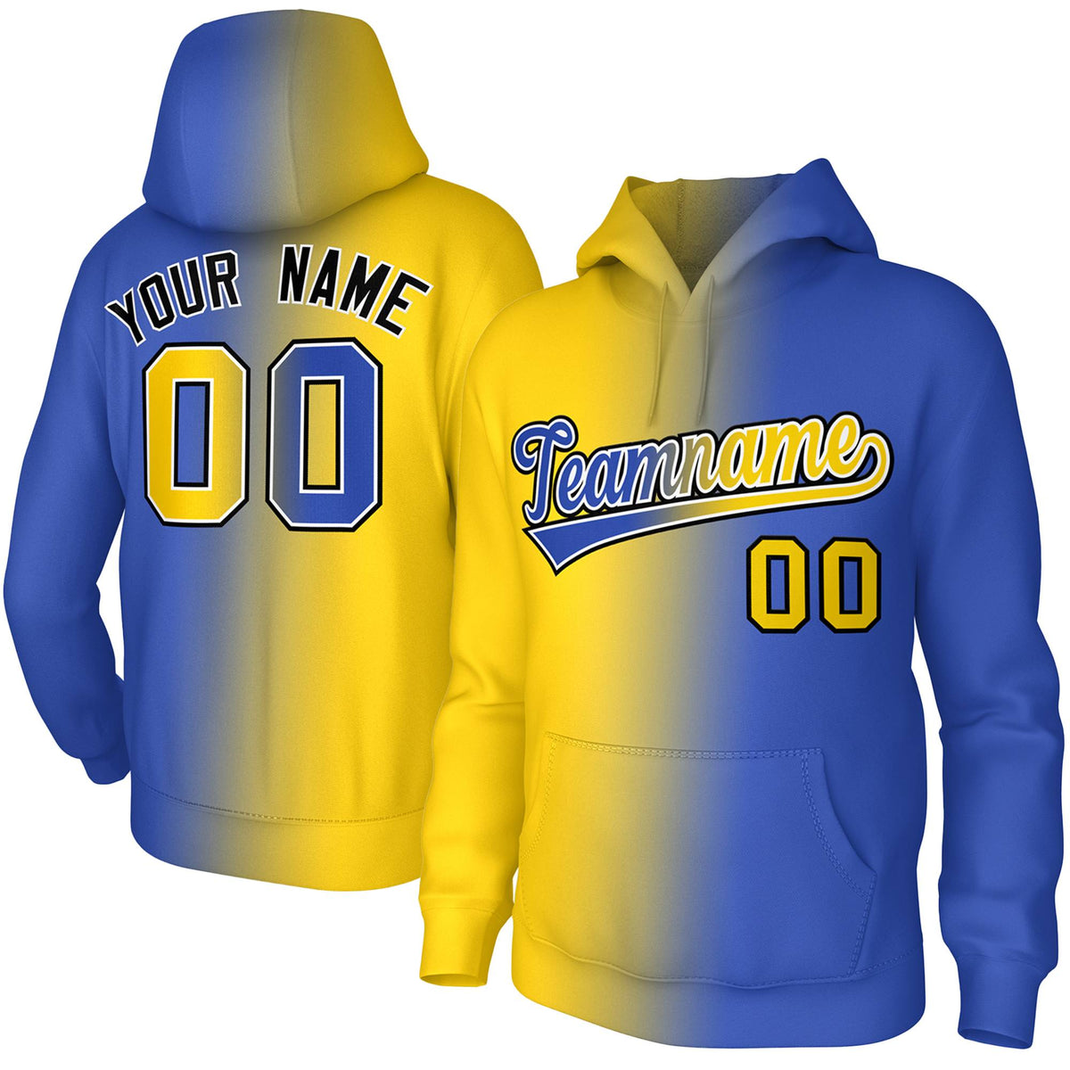Custom Personalized Pullover Hoodie Gradient Fashion with Stitched Name for Men and Youth| KXKSHOP