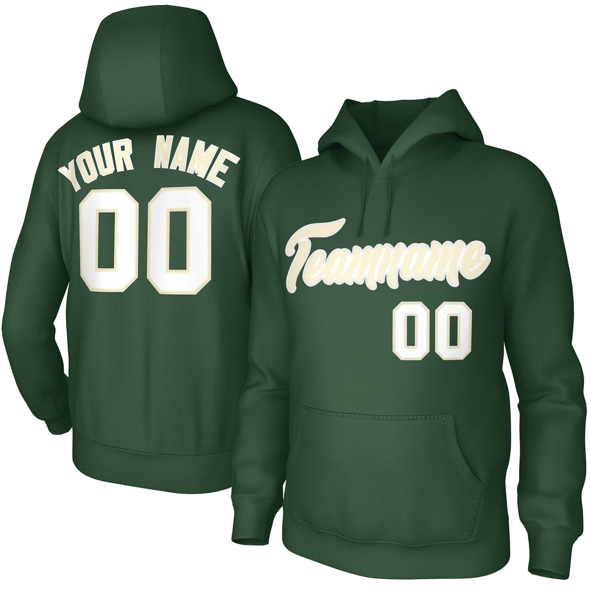 Custom Green White Classic Style Personalized Uniform Pullover Hoodie| KXKSHOP