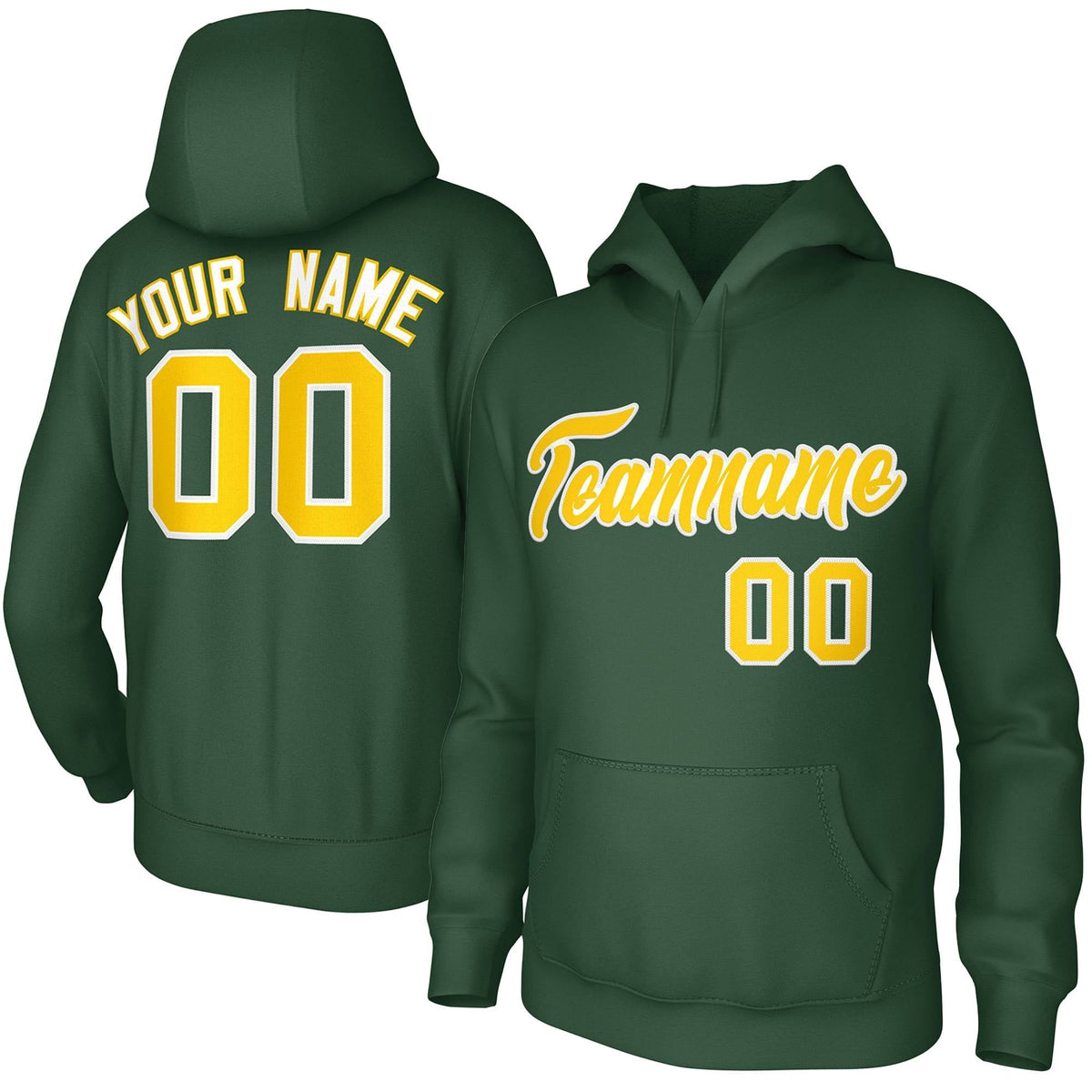 Custom Green Gold-White Classic Style Personalized Uniform Pullover Hoodie| KXKSHOP