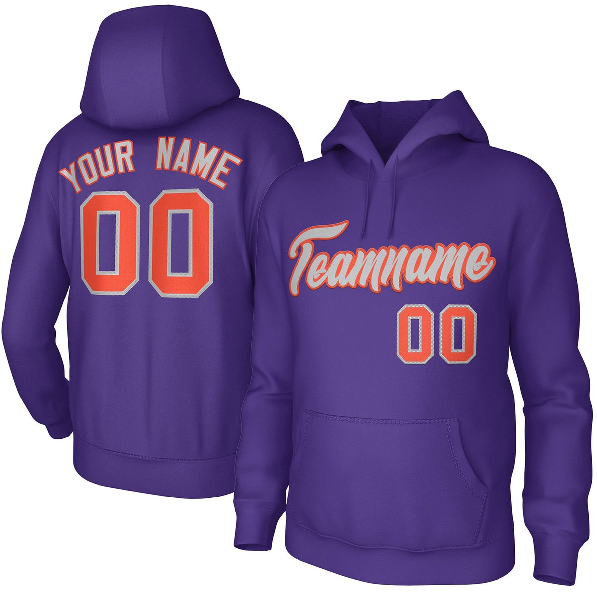 Custom Purple Gray Orange Classic Style Personalized Uniform Pullover Hoodie| KXKSHOP