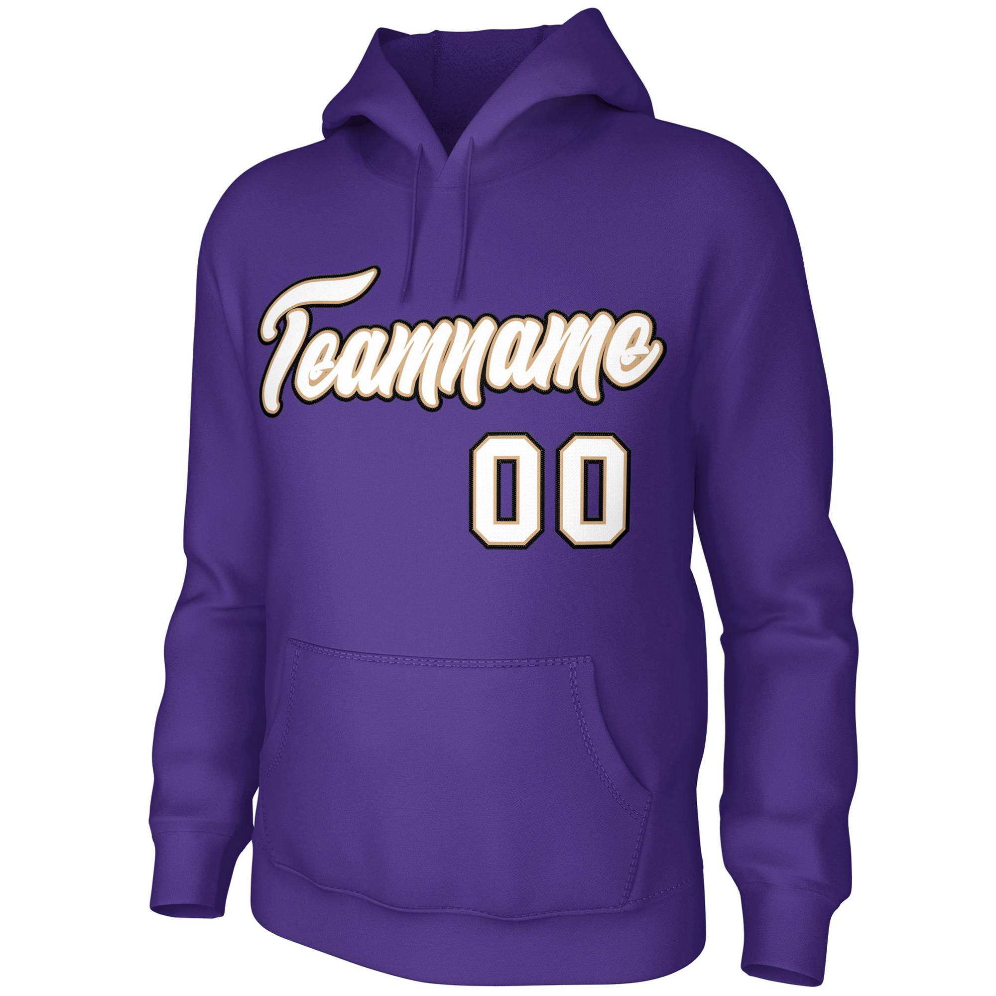 Custom Purple White-Old Gold-Black Classic Style Personalized Uniform Pullover Hoodie| KXKSHOP