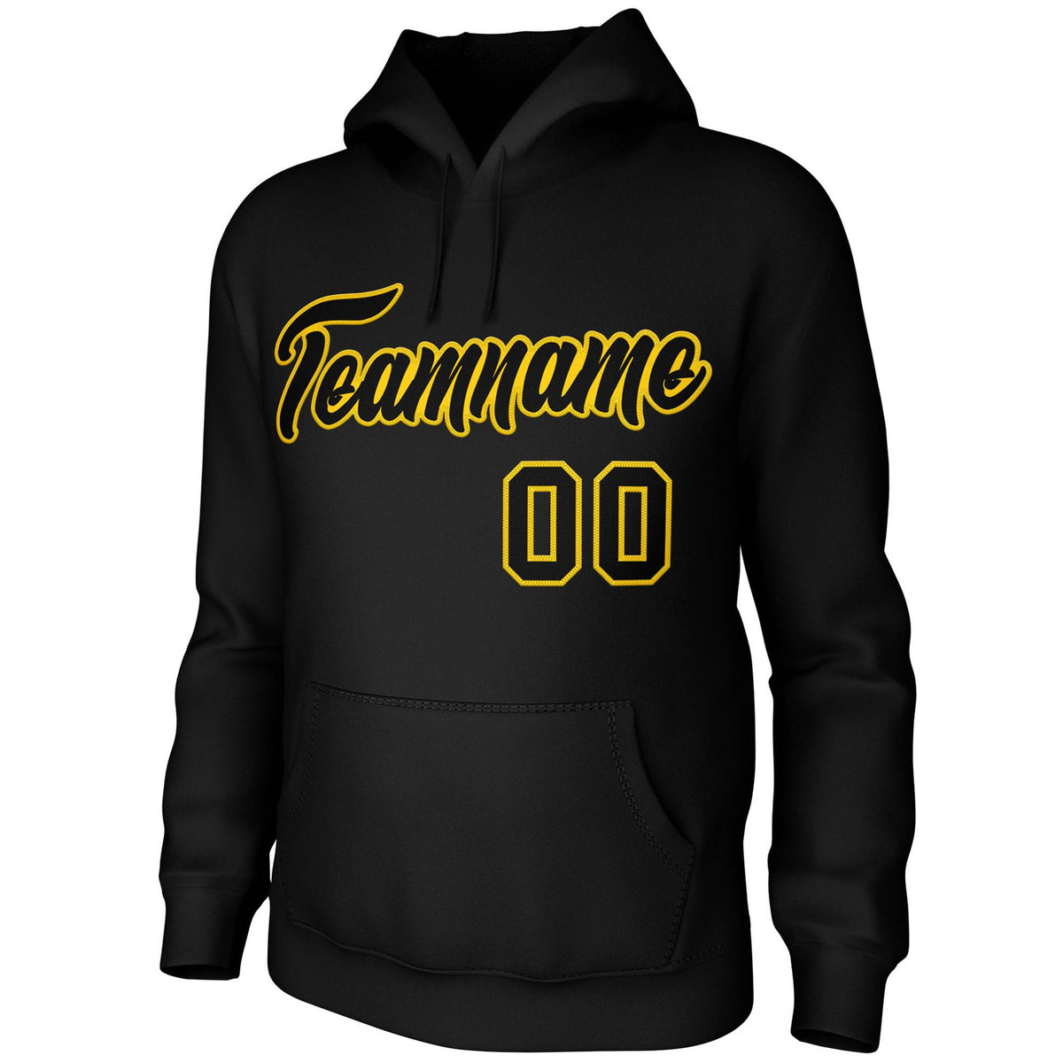 Custom Black Yellow Classic Style Personalized Uniform Pullover Hoodie| KXKSHOP