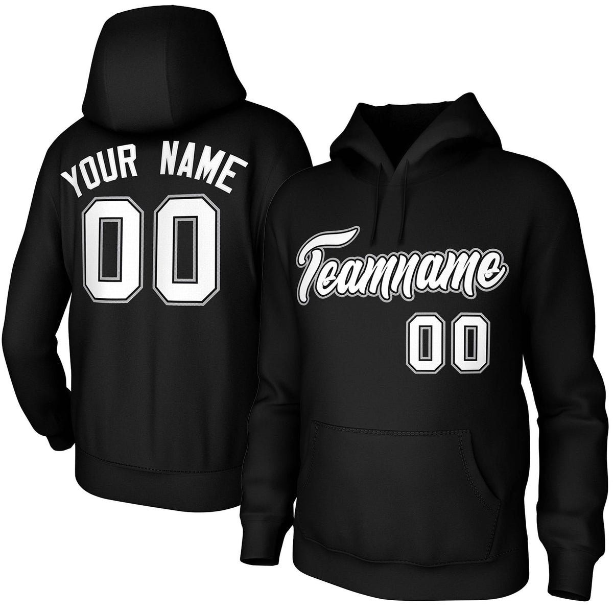Custom Black White-Black-Gray Classic Style Personalized Uniform Pullover Hoodie| KXKSHOP