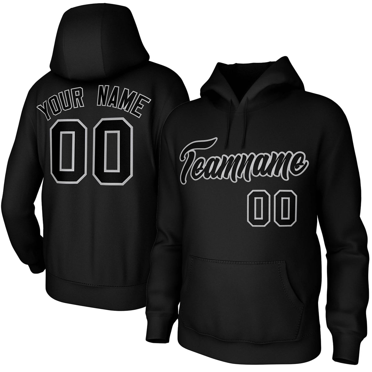 Custom Black Gray Classic Style Personalized Uniform Pullover Hoodie| KXKSHOP