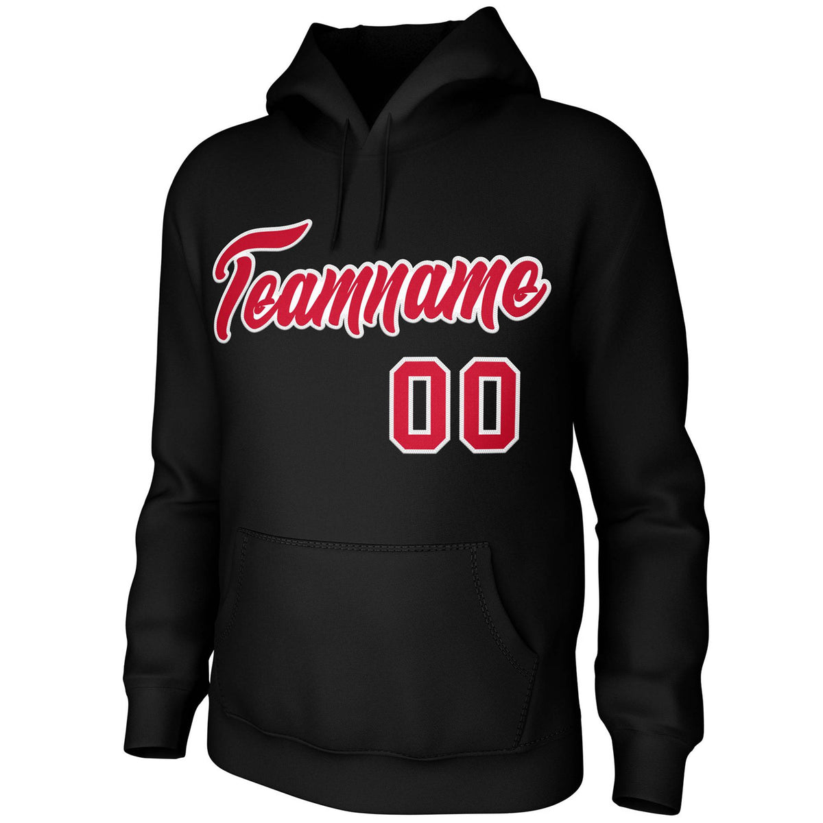Custom Black Red-White Classic Style Personalized Uniform Pullover Hoodie| KXKSHOP