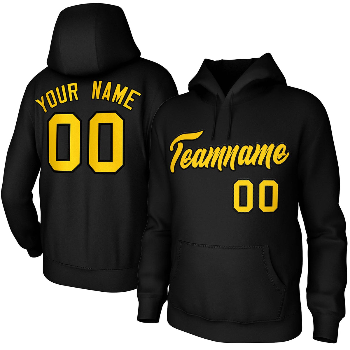 Custom Black Yellow-Black Classic Style Personalized Uniform Pullover Hoodie| KXKSHOP