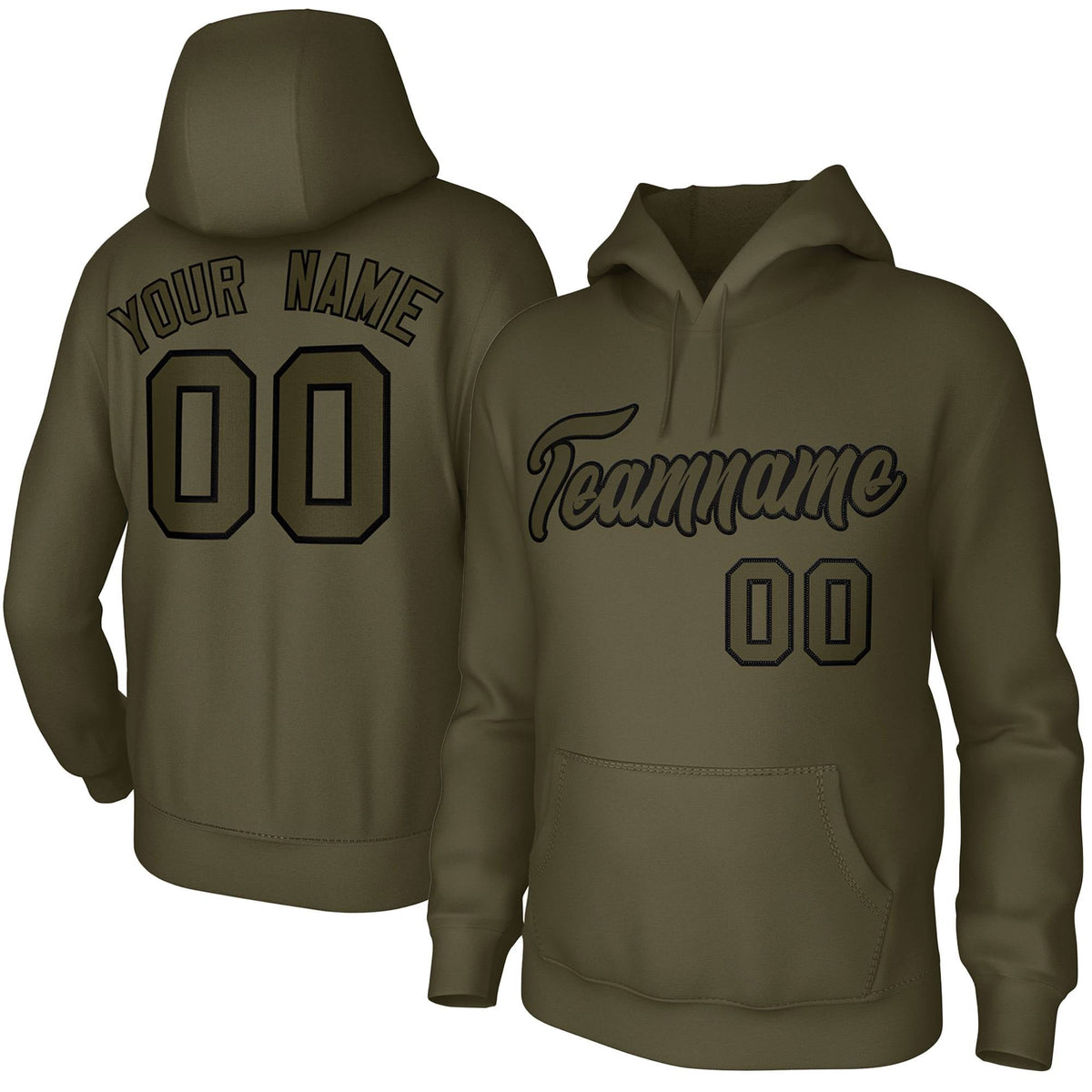 Custom Olive Black Classic Style Personalized Uniform Pullover Hoodie| KXKSHOP