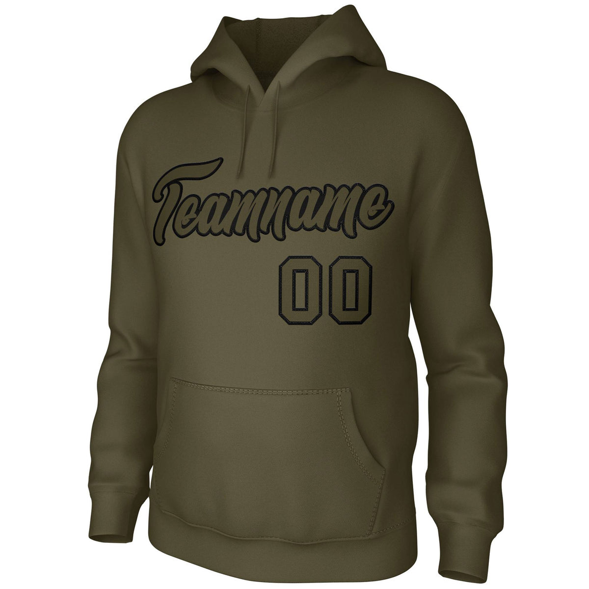 Custom Olive Black Classic Style Personalized Uniform Pullover Hoodie| KXKSHOP