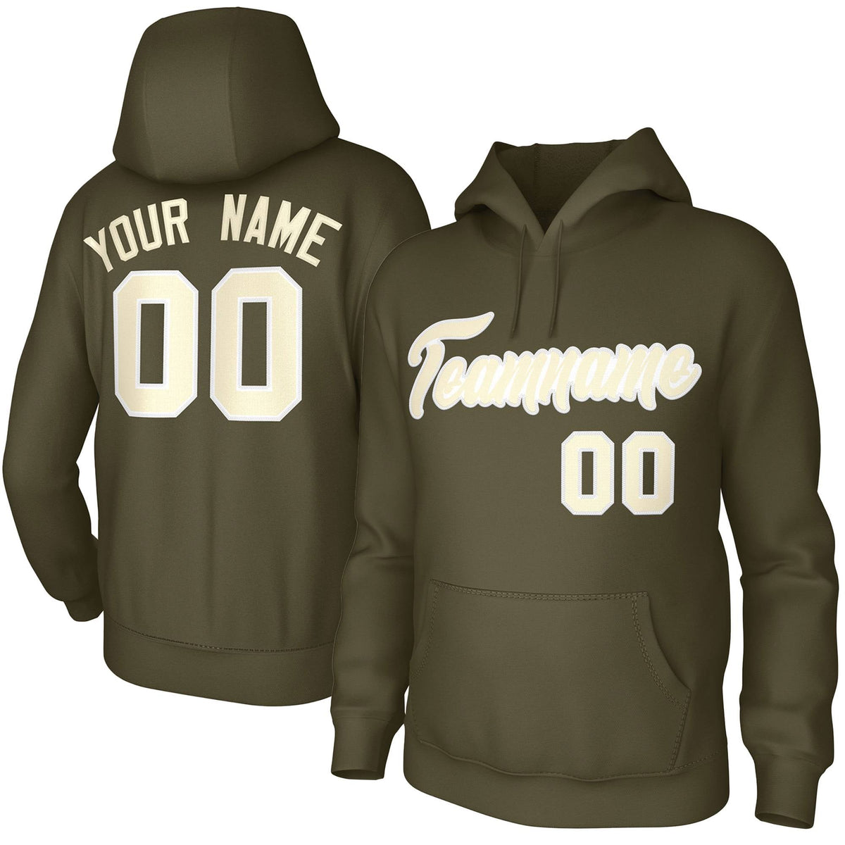 Custom Olive Cream Classic Style Personalized Uniform Pullover Hoodie| KXKSHOP