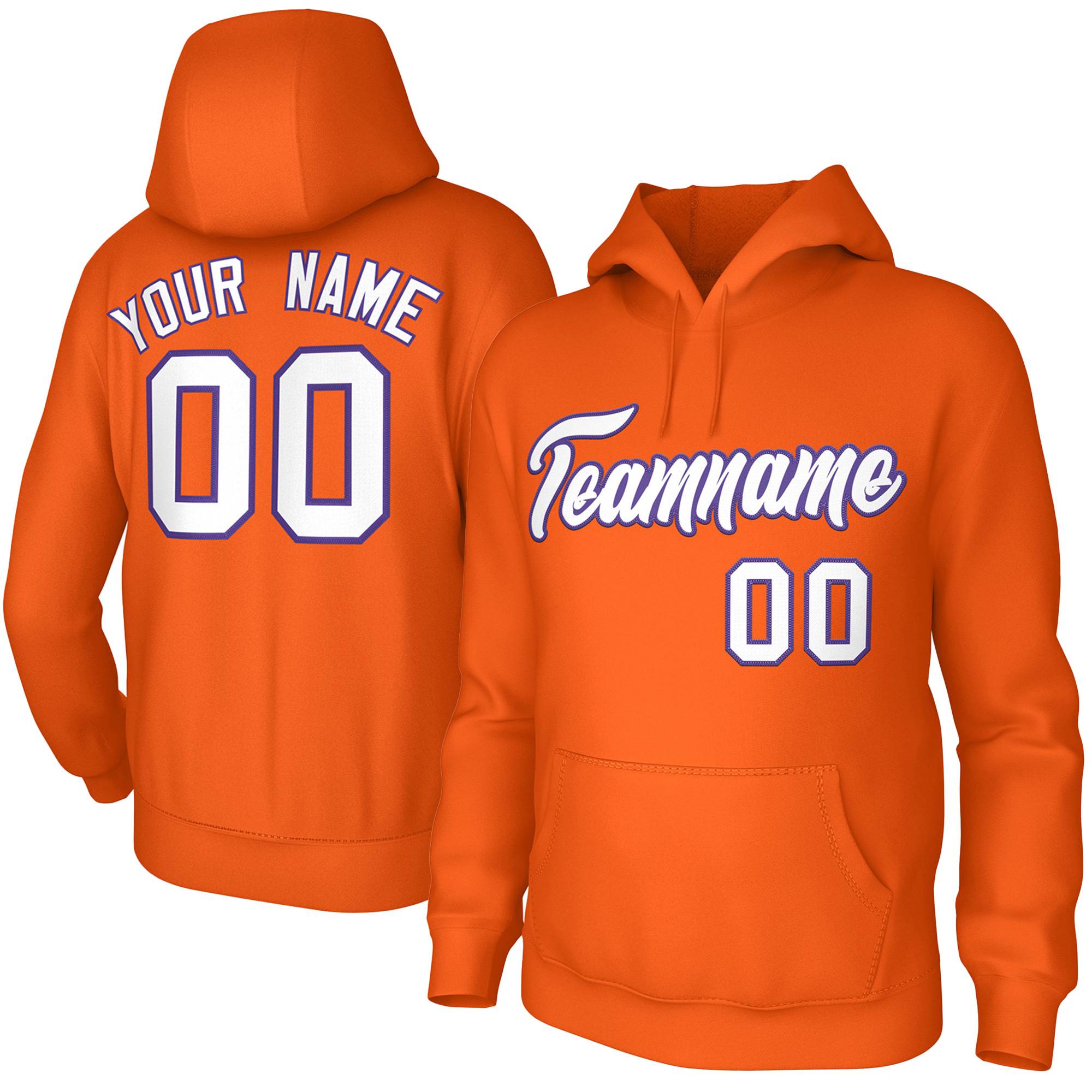 Custom Orange White-Purple Classic Style Personalized Uniform Pullover Hoodie| KXKSHOP