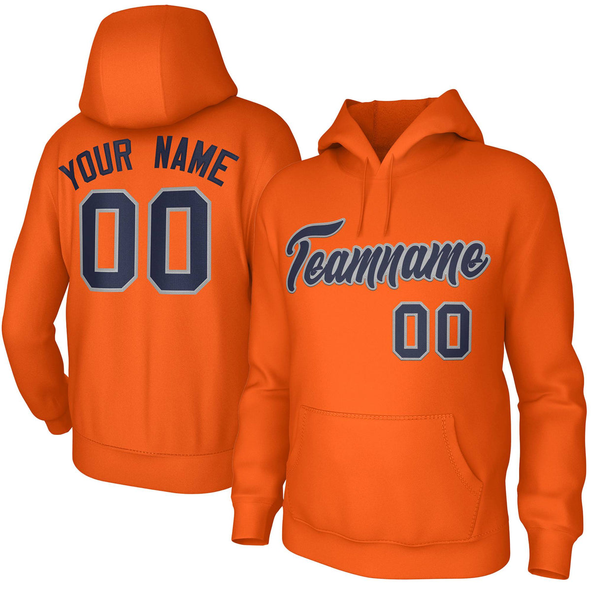 Custom Orange Navy-Gray Classic Style Personalized Uniform Pullover Hoodie| KXKSHOP
