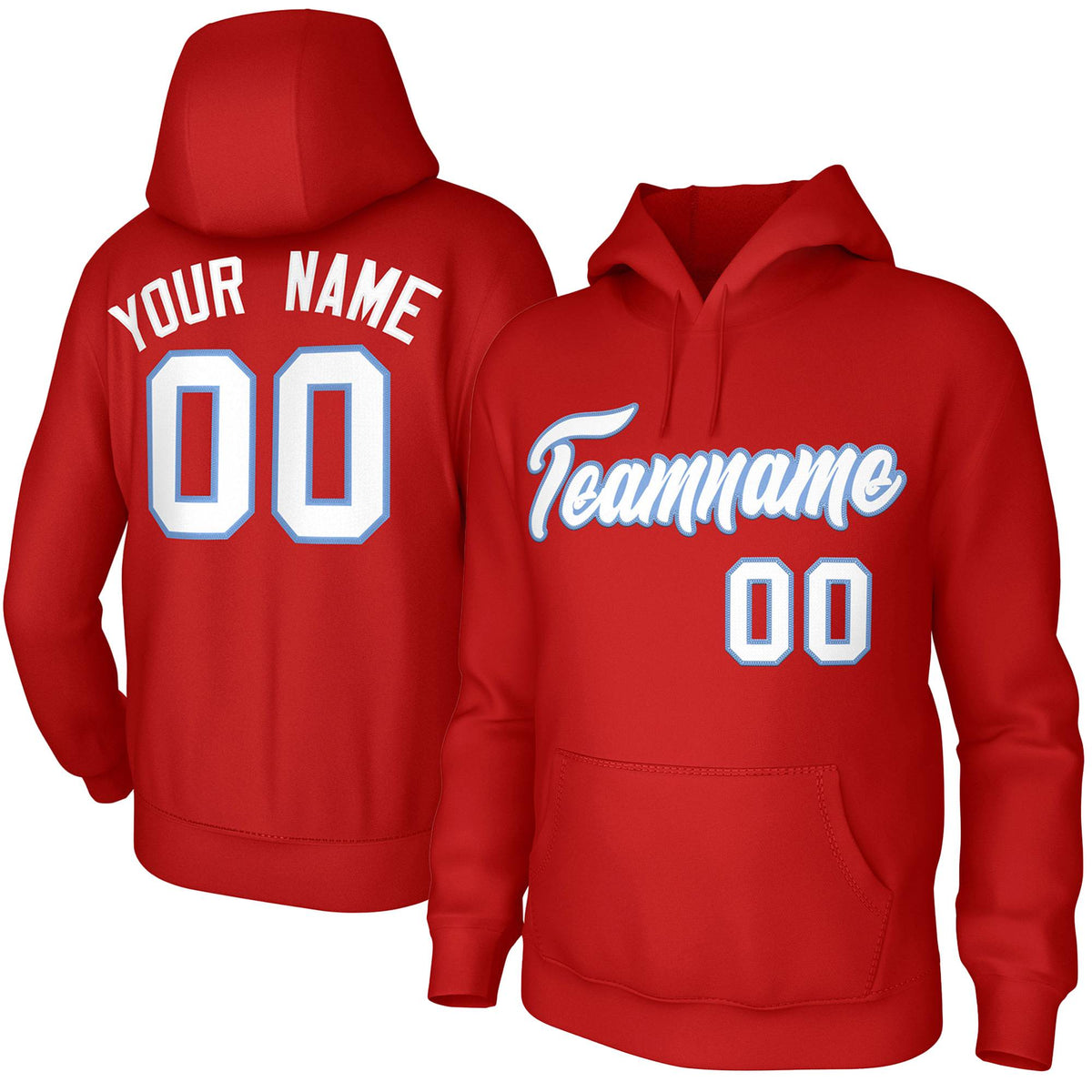 Custom Red White-Light Blue Classic Style Personalized Uniform Pullover Hoodie| KXKSHOP